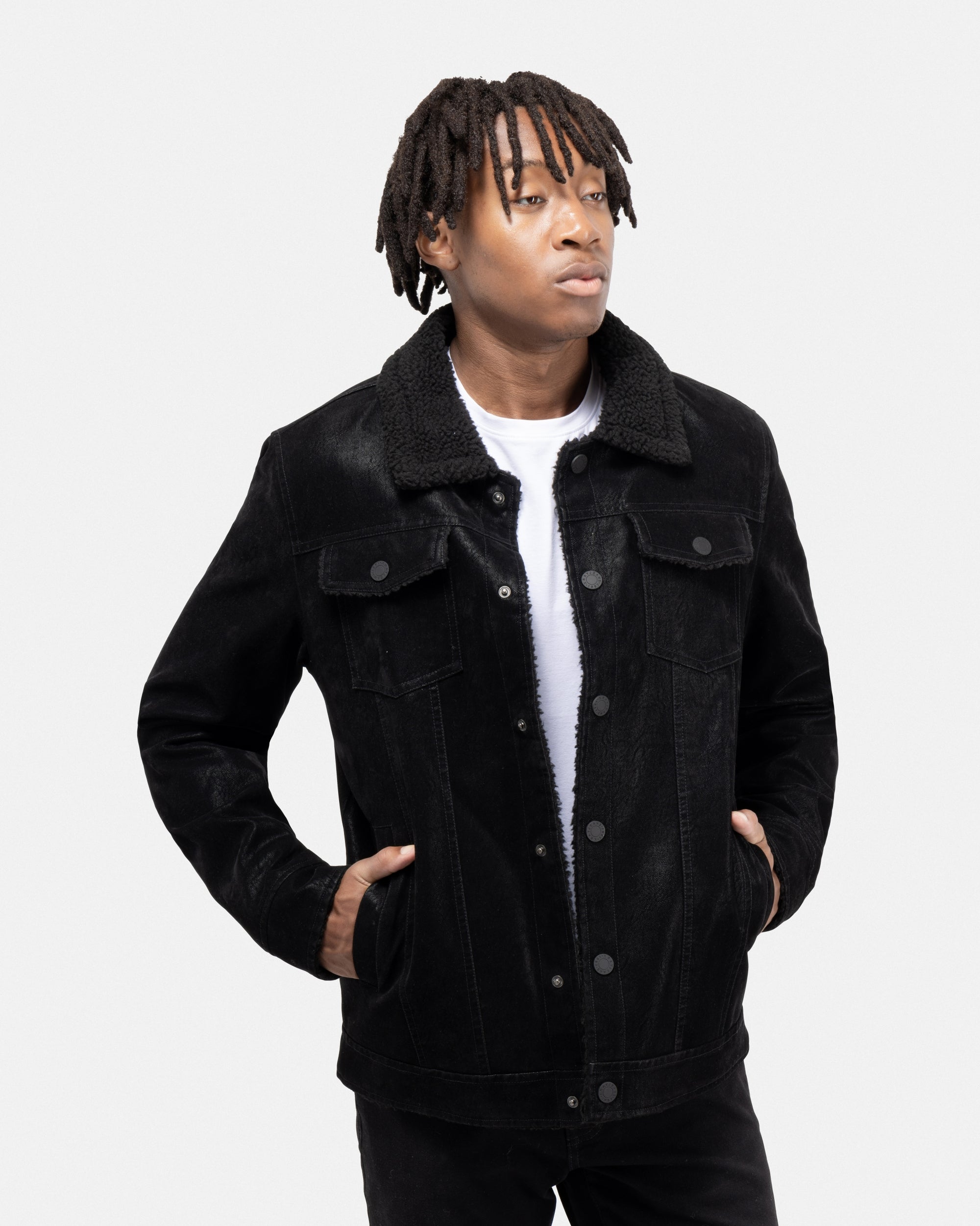 Men's Jacket With Faux Shearling Lining-thumbmail-4