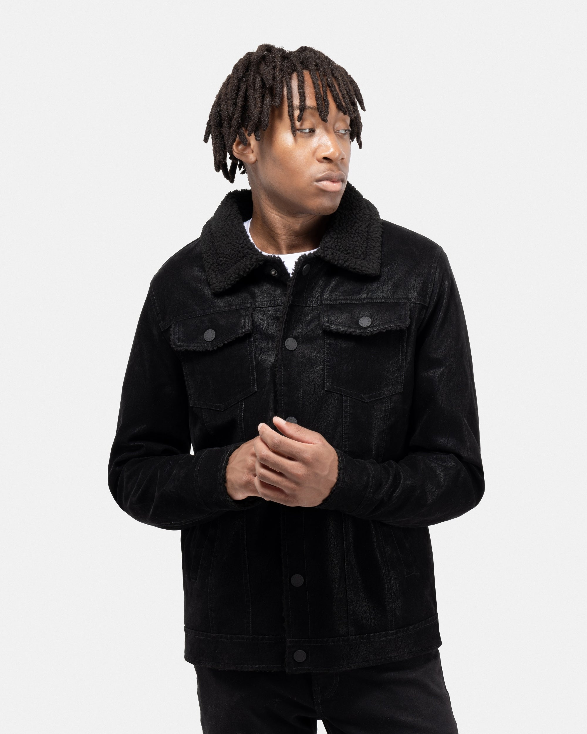 Men's Jacket With Faux Shearling Lining-thumbmail-5