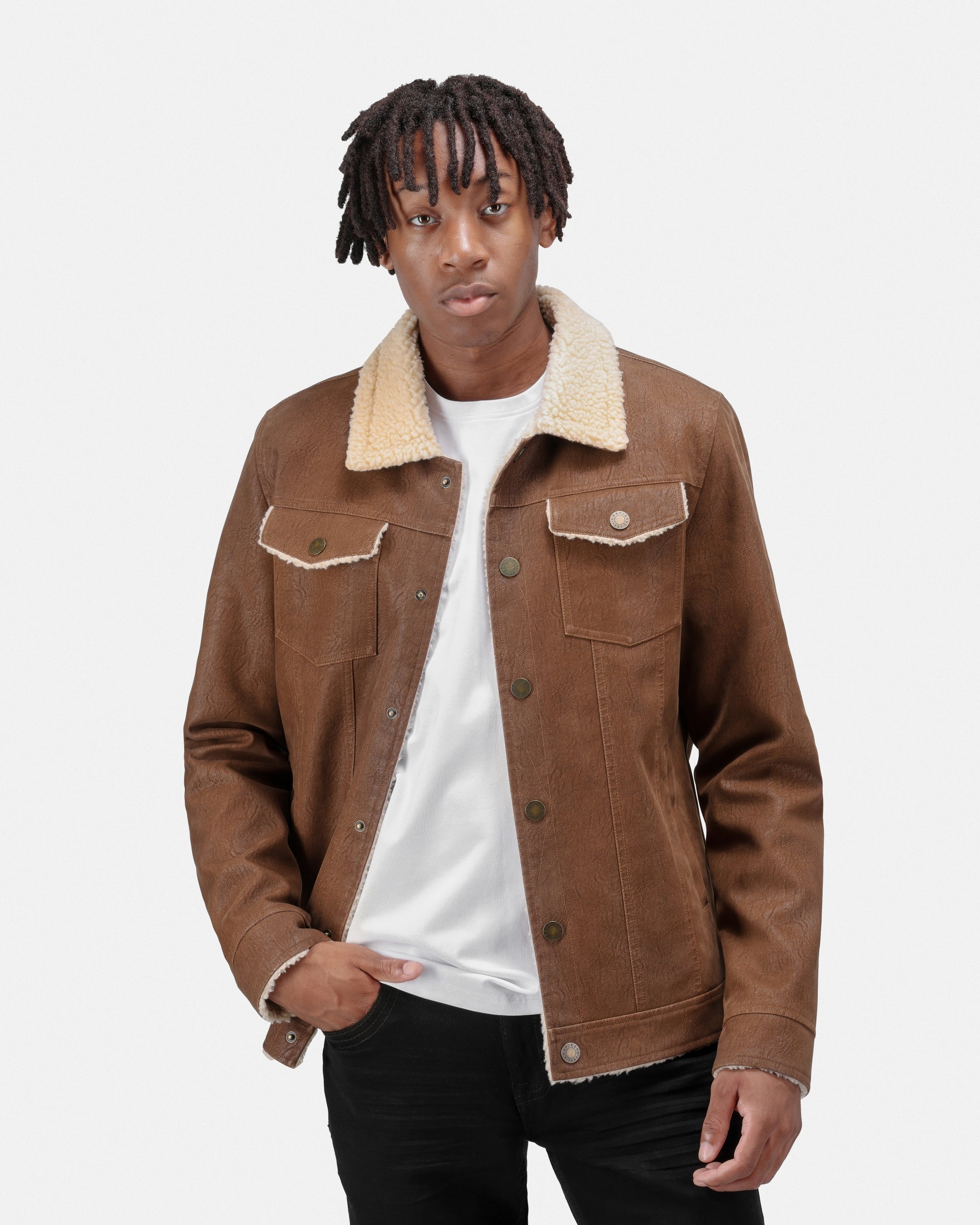 Men's Jacket With Faux Shearling Lining-thumbmail-10
