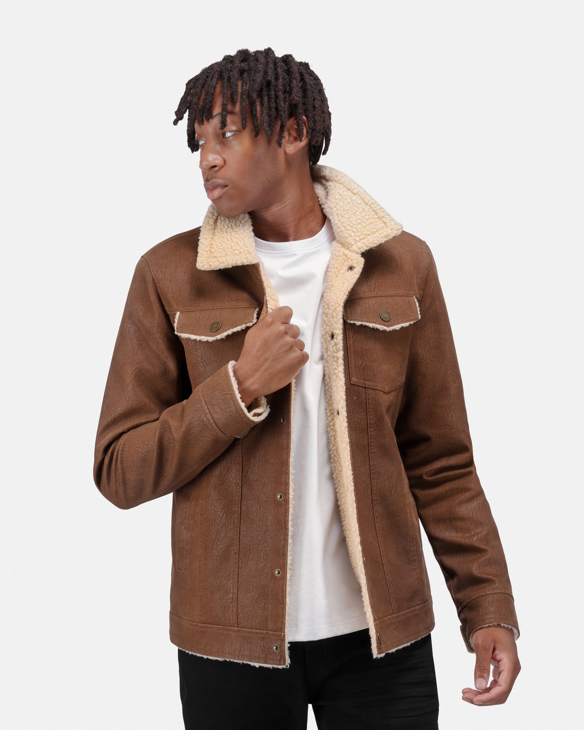 Men's Jacket With Faux Shearling Lining-thumbmail-14