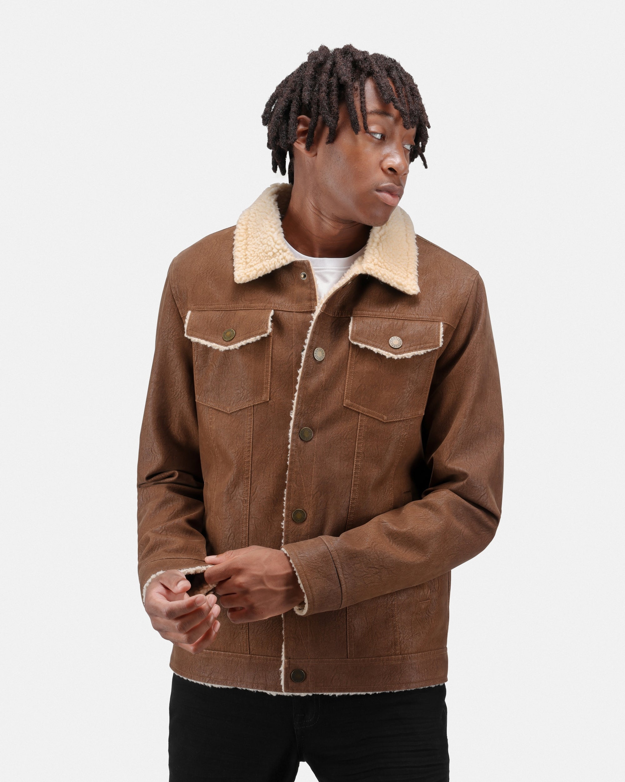 Men's Jacket With Faux Shearling Lining-thumbmail-15