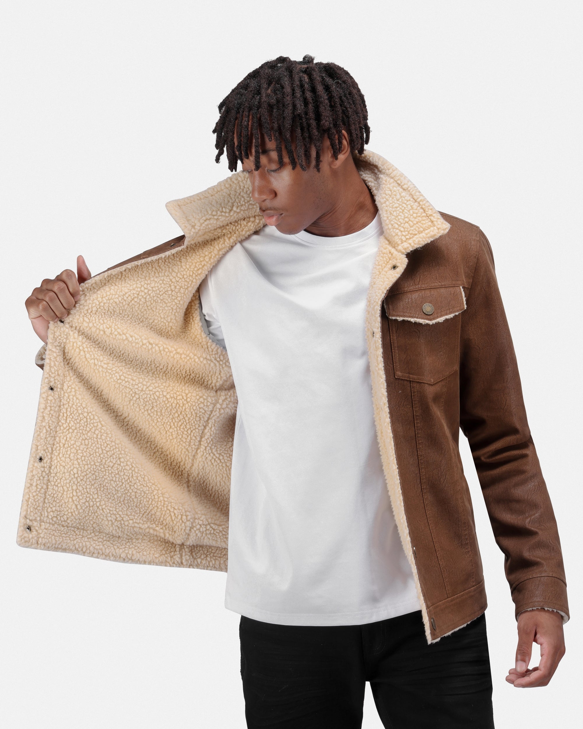 Men's Jacket With Faux Shearling Lining-thumbmail-16