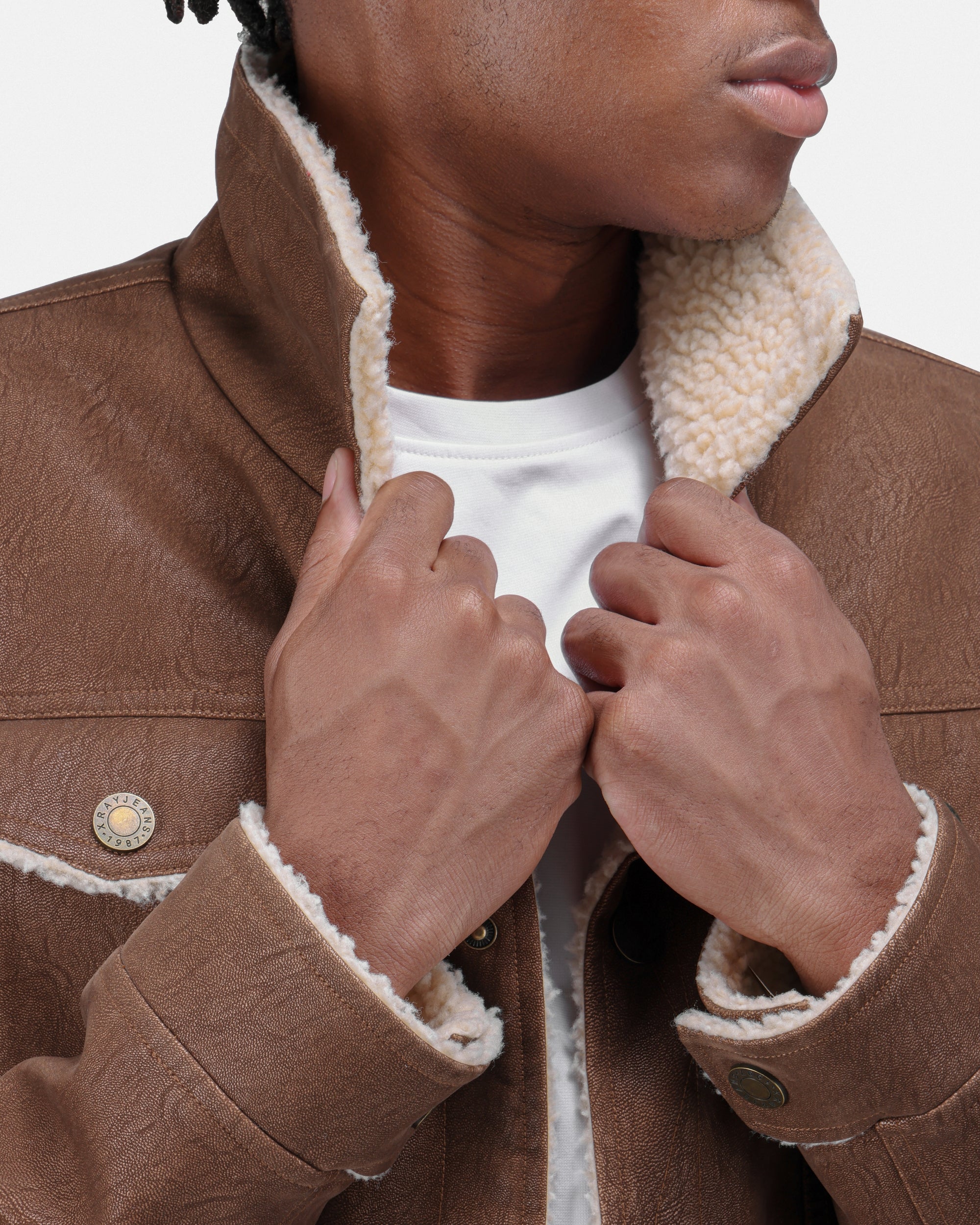 Men's Jacket With Faux Shearling Lining-thumbmail-17