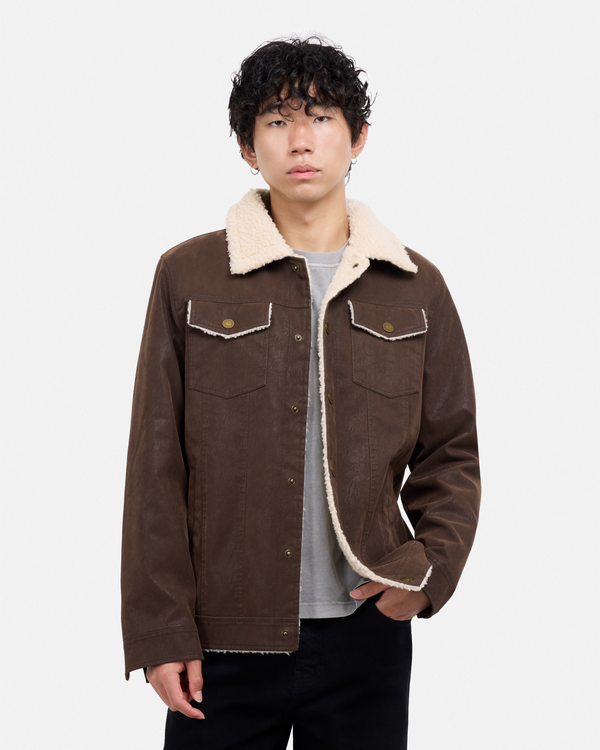 Men's Jacket With Faux Shearling Lining-thumbmail-20