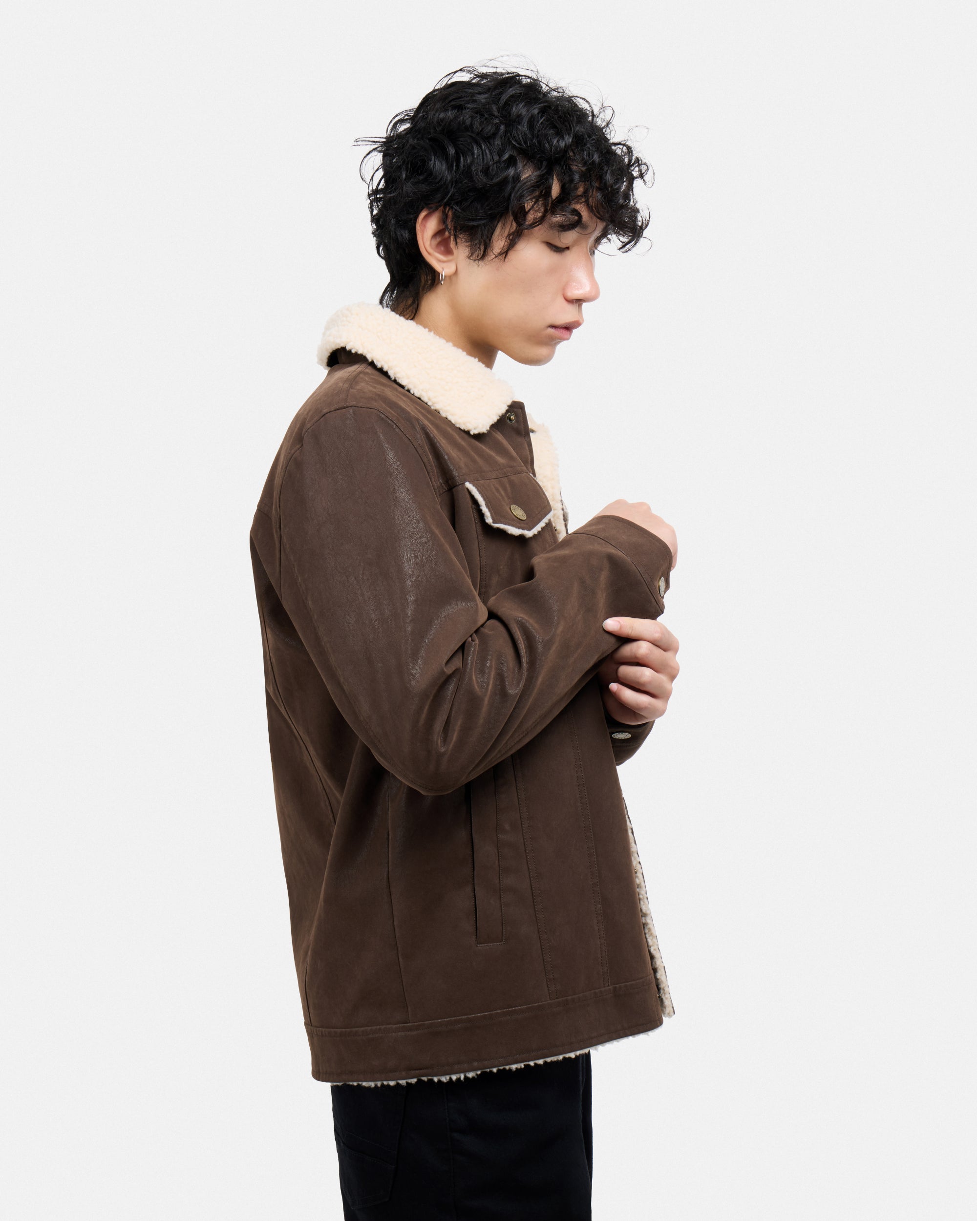 Men's Jacket With Faux Shearling Lining-thumbmail-22