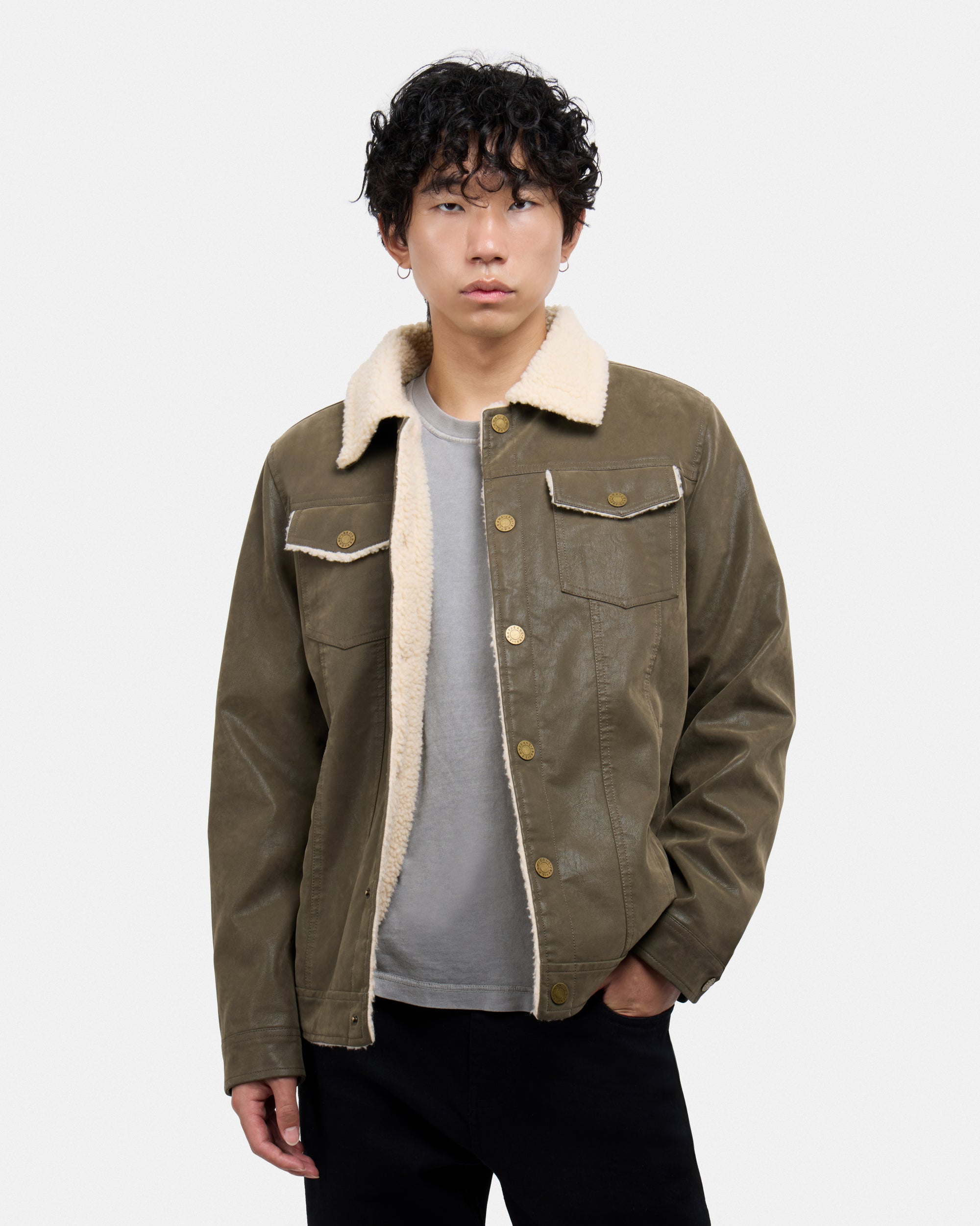 Men's Jacket With Faux Shearling Lining-thumbmail-29
