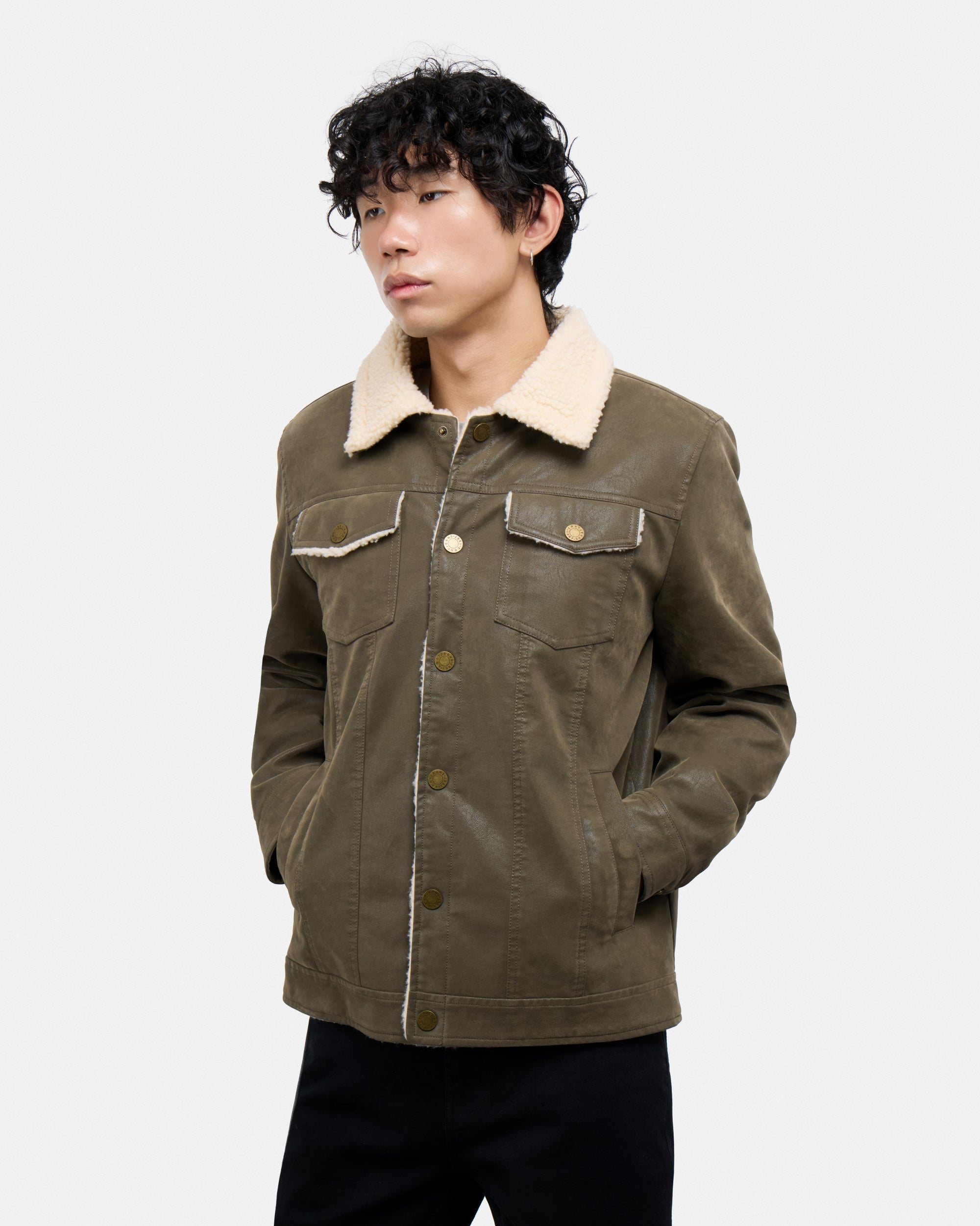 Men's Jacket With Faux Shearling Lining-thumbmail-32