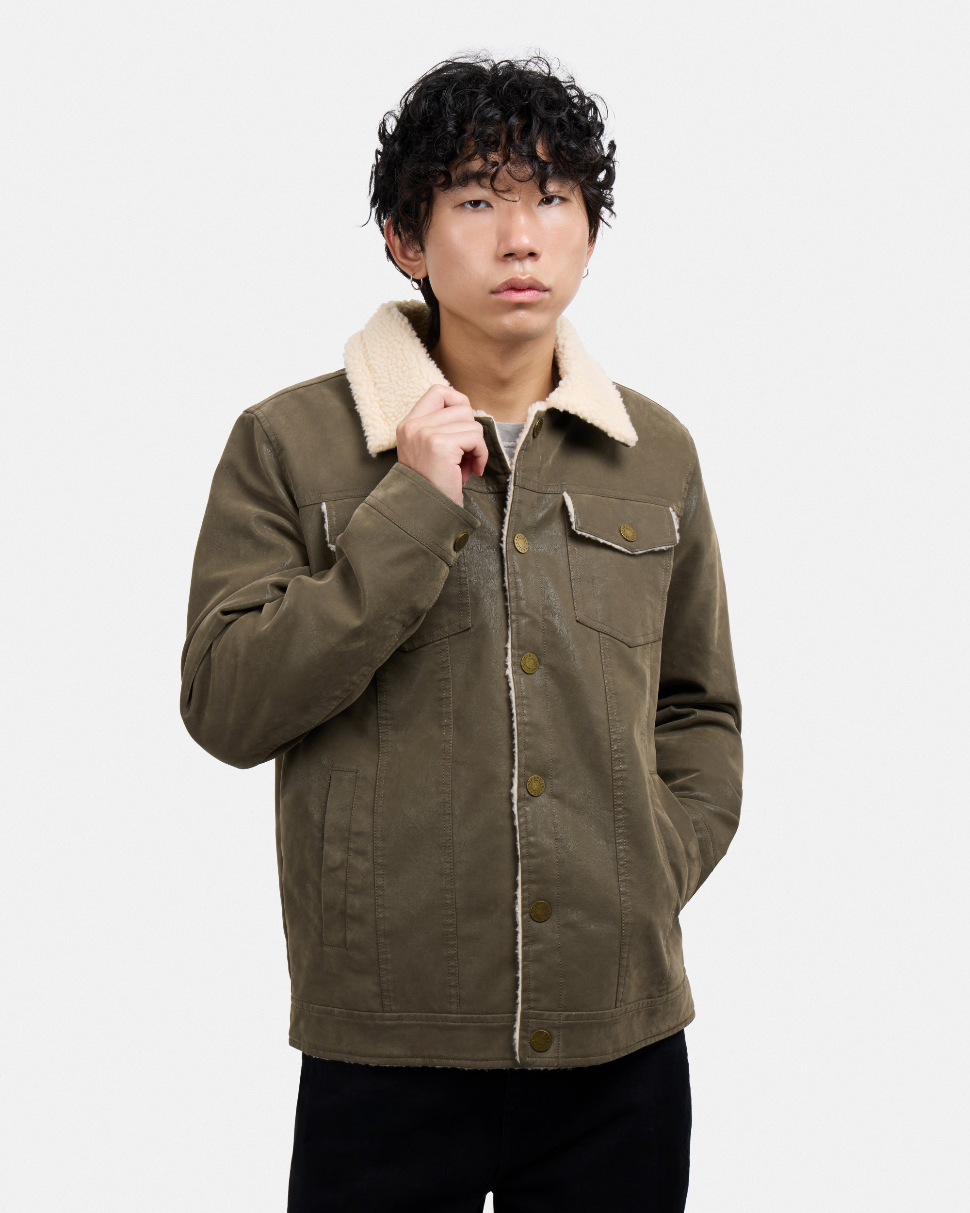 Men's Jacket With Faux Shearling Lining-thumbmail-33