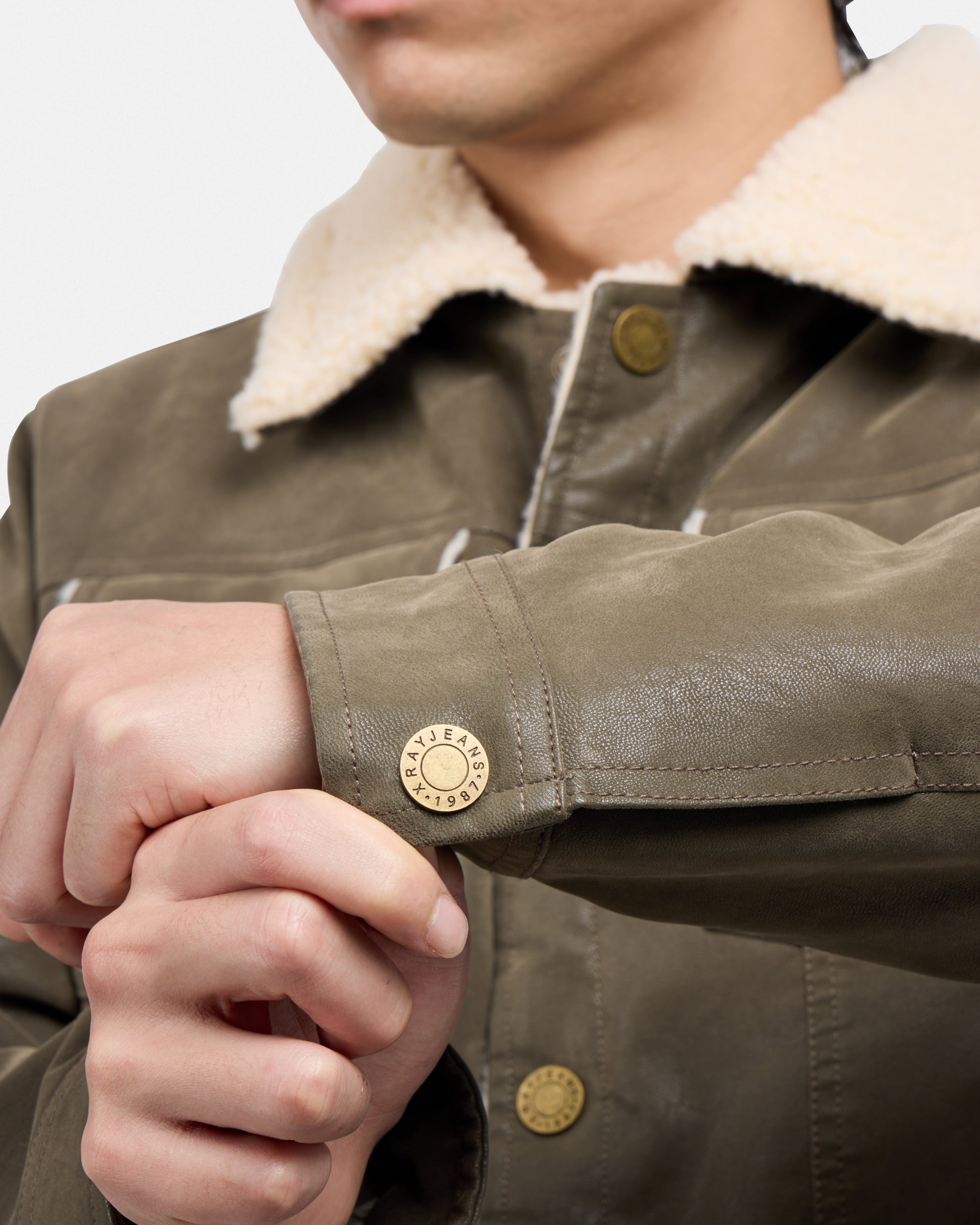 Men's Jacket With Faux Shearling Lining-thumbmail-36