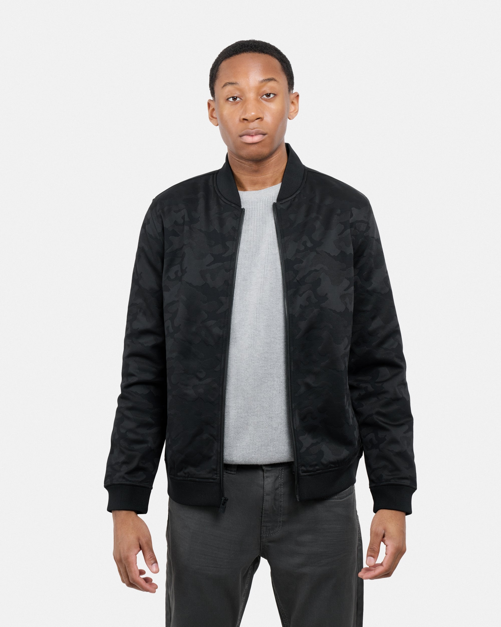 #XMJK-84027 Camouflage Jacquard Soft Shell Bomber Jacket