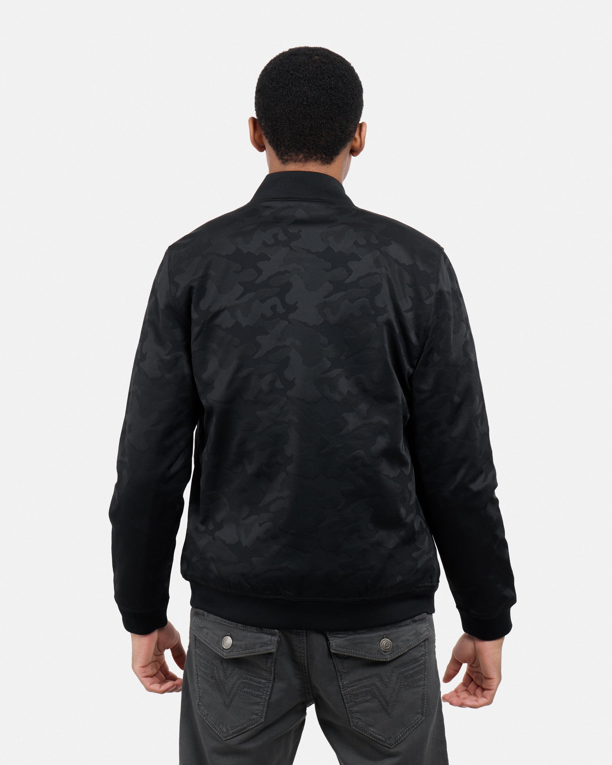 #XMJK-84027 Camouflage Jacquard Soft Shell Bomber Jacket