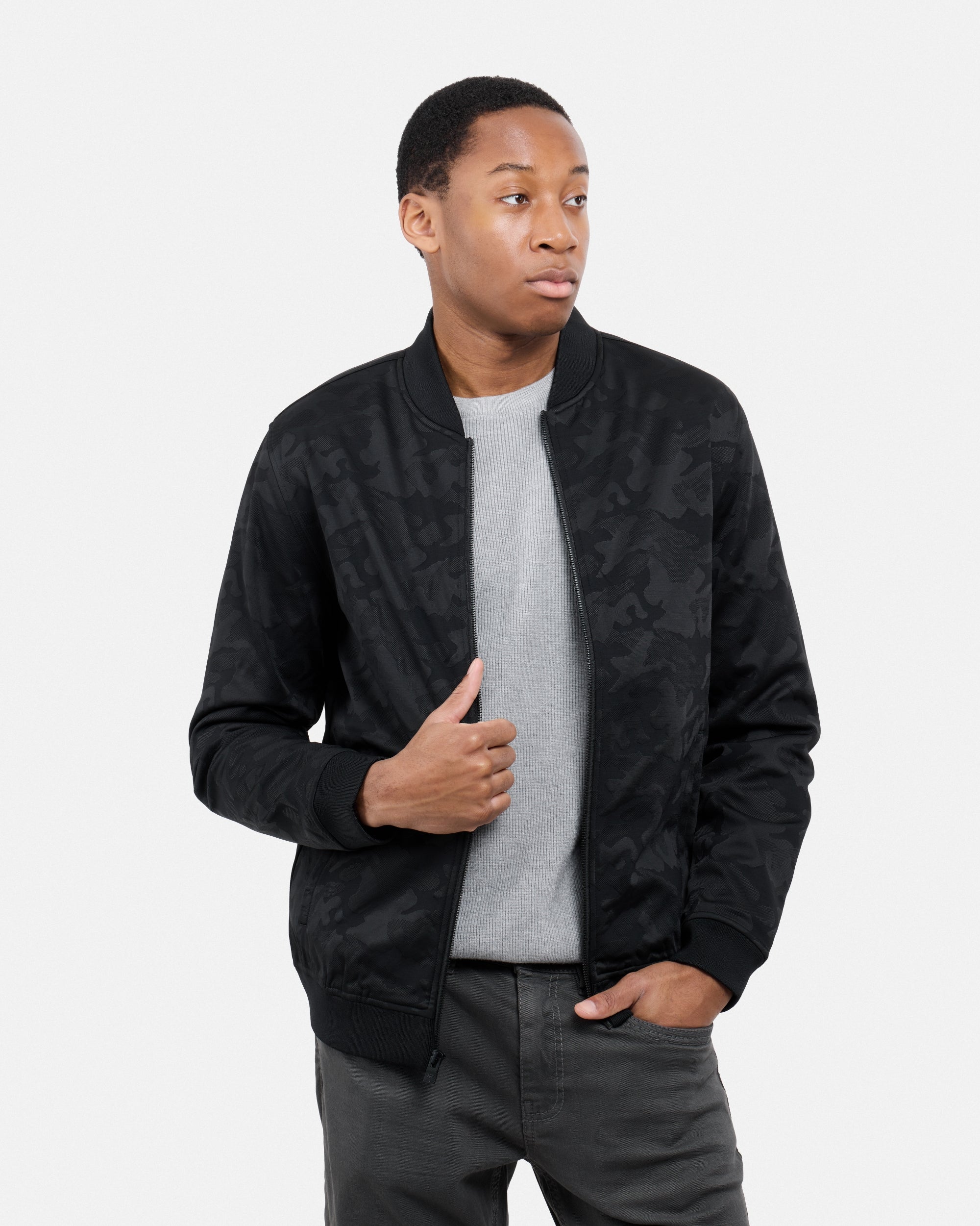#XMJK-84027 Camouflage Jacquard Soft Shell Bomber Jacket-thumbmail-4