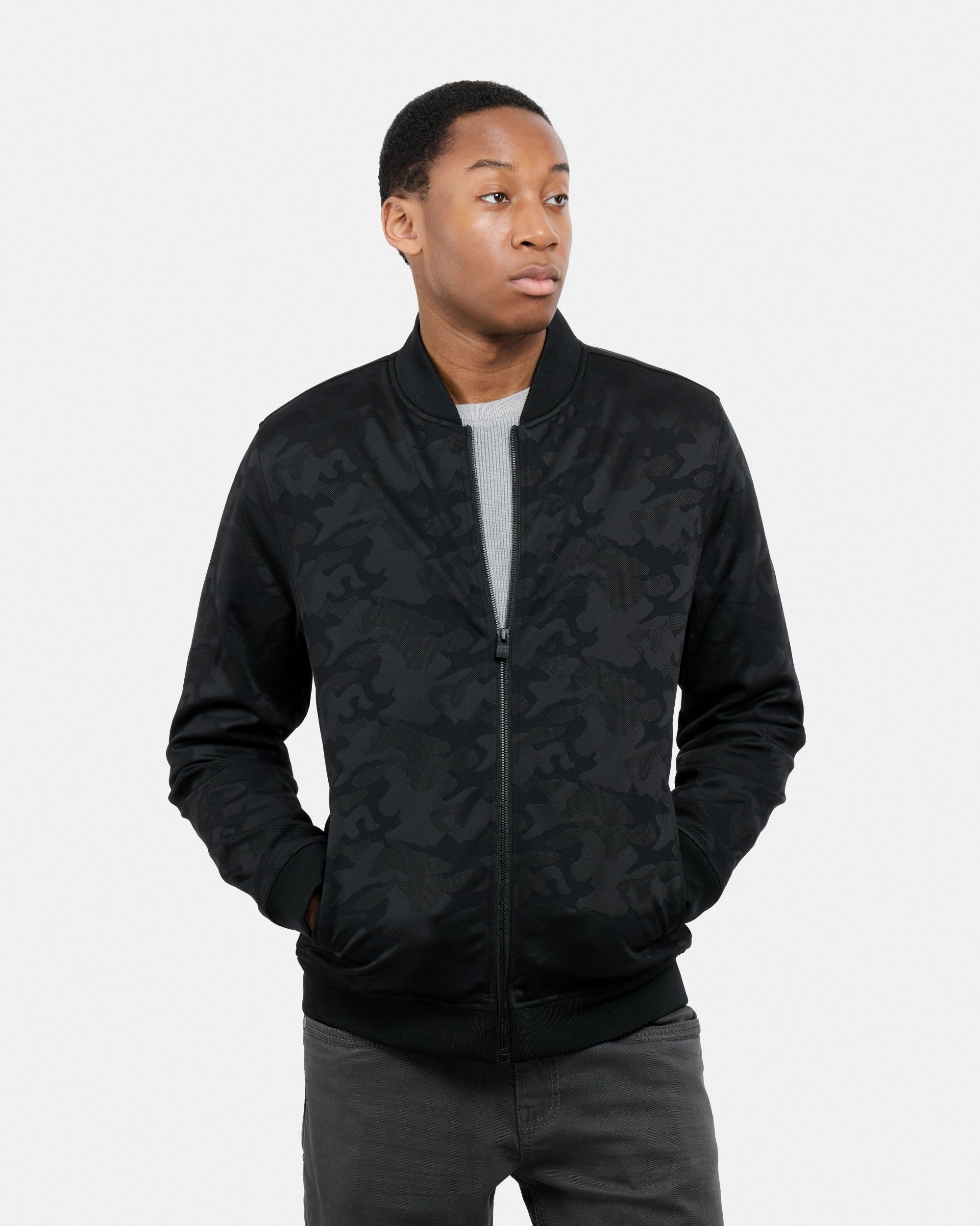 #XMJK-84027 Camouflage Jacquard Soft Shell Bomber Jacket-thumbmail-5