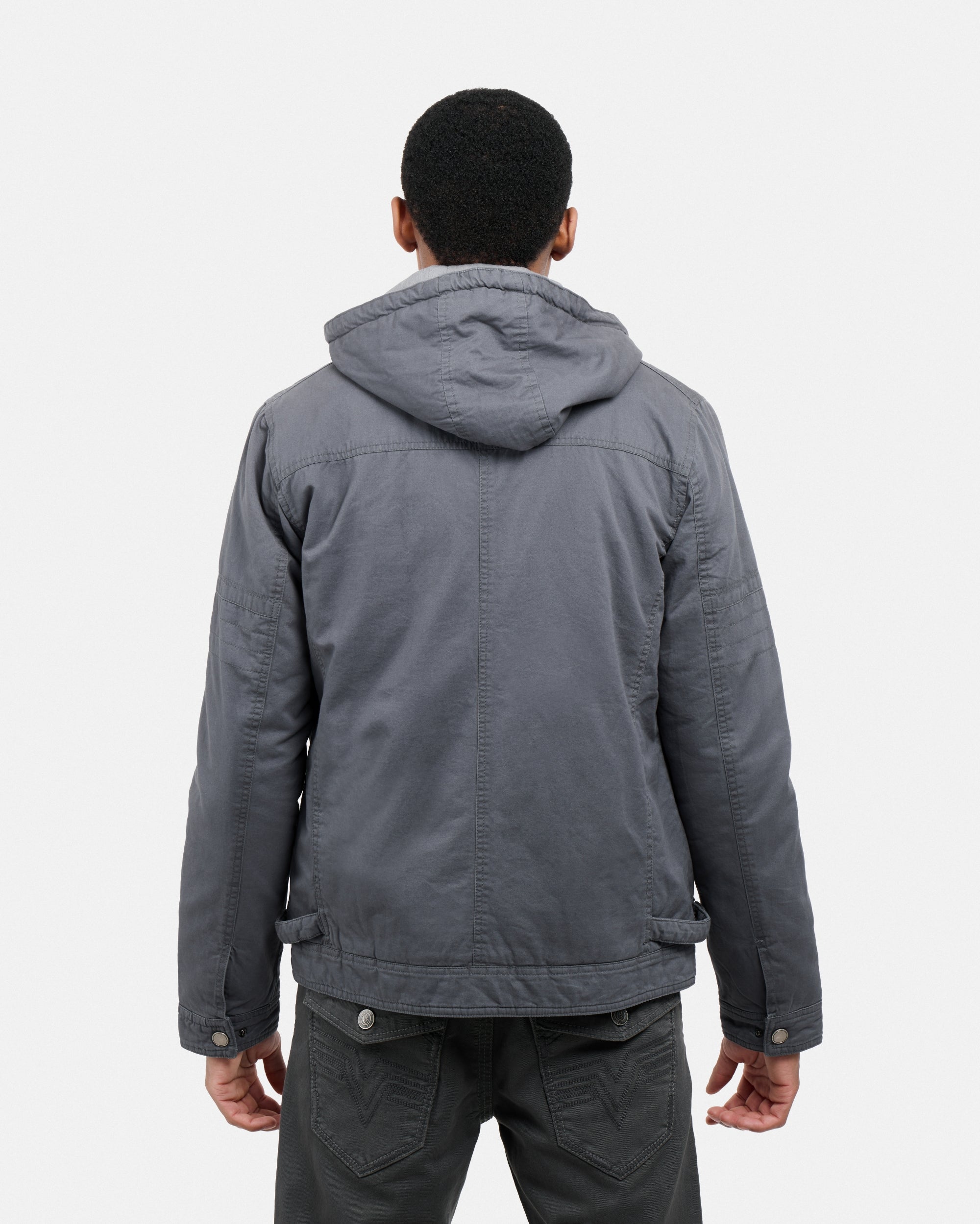 #XMJK-84028 Hooded Military-Style Cargo Jacket