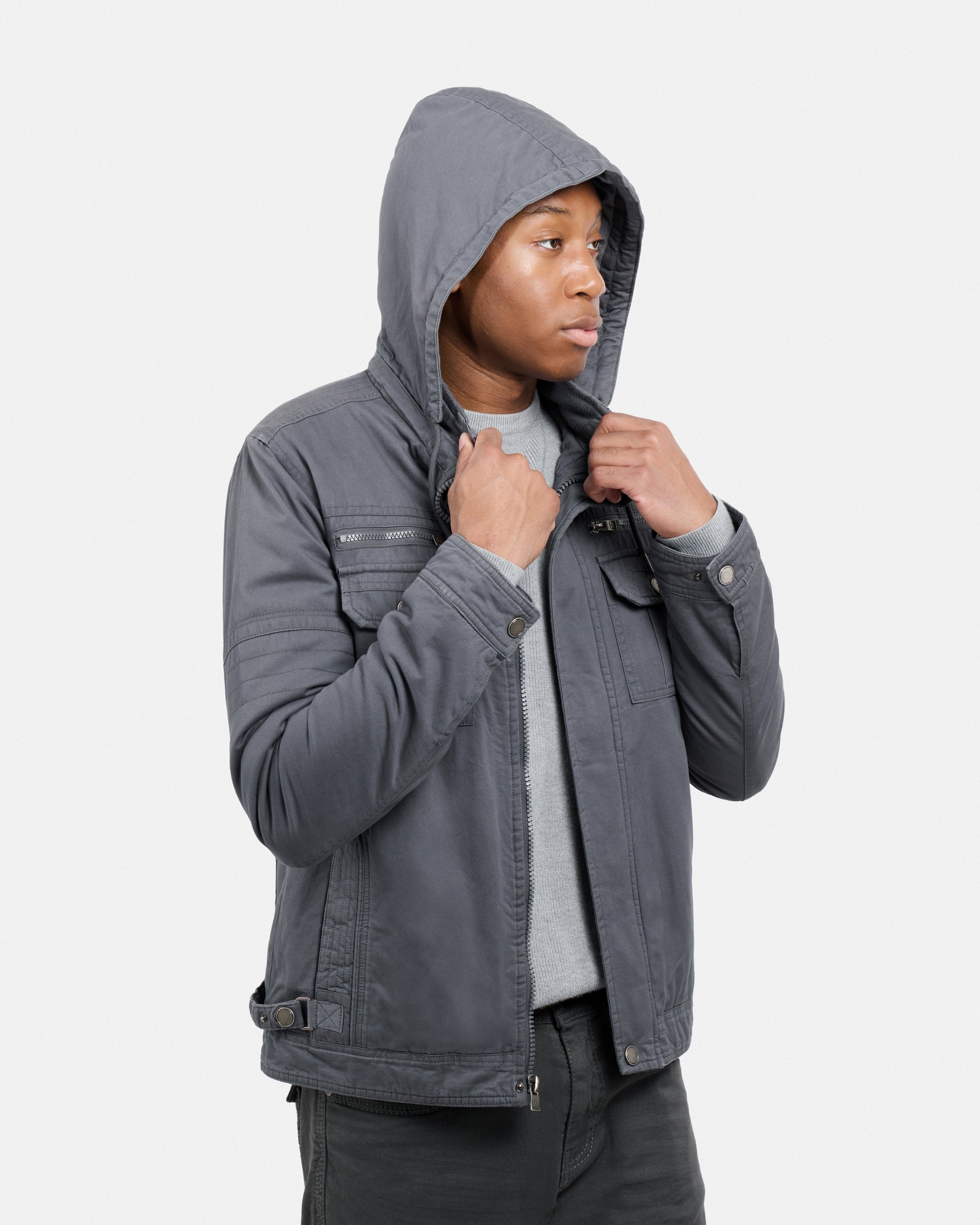 #XMJK-84028 Hooded Military-Style Cargo Jacket-thumbmail-3