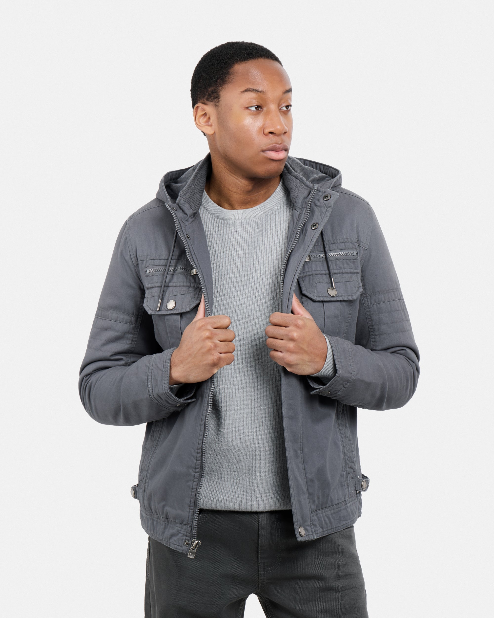 #XMJK-84028 Hooded Military-Style Cargo Jacket-thumbmail-4