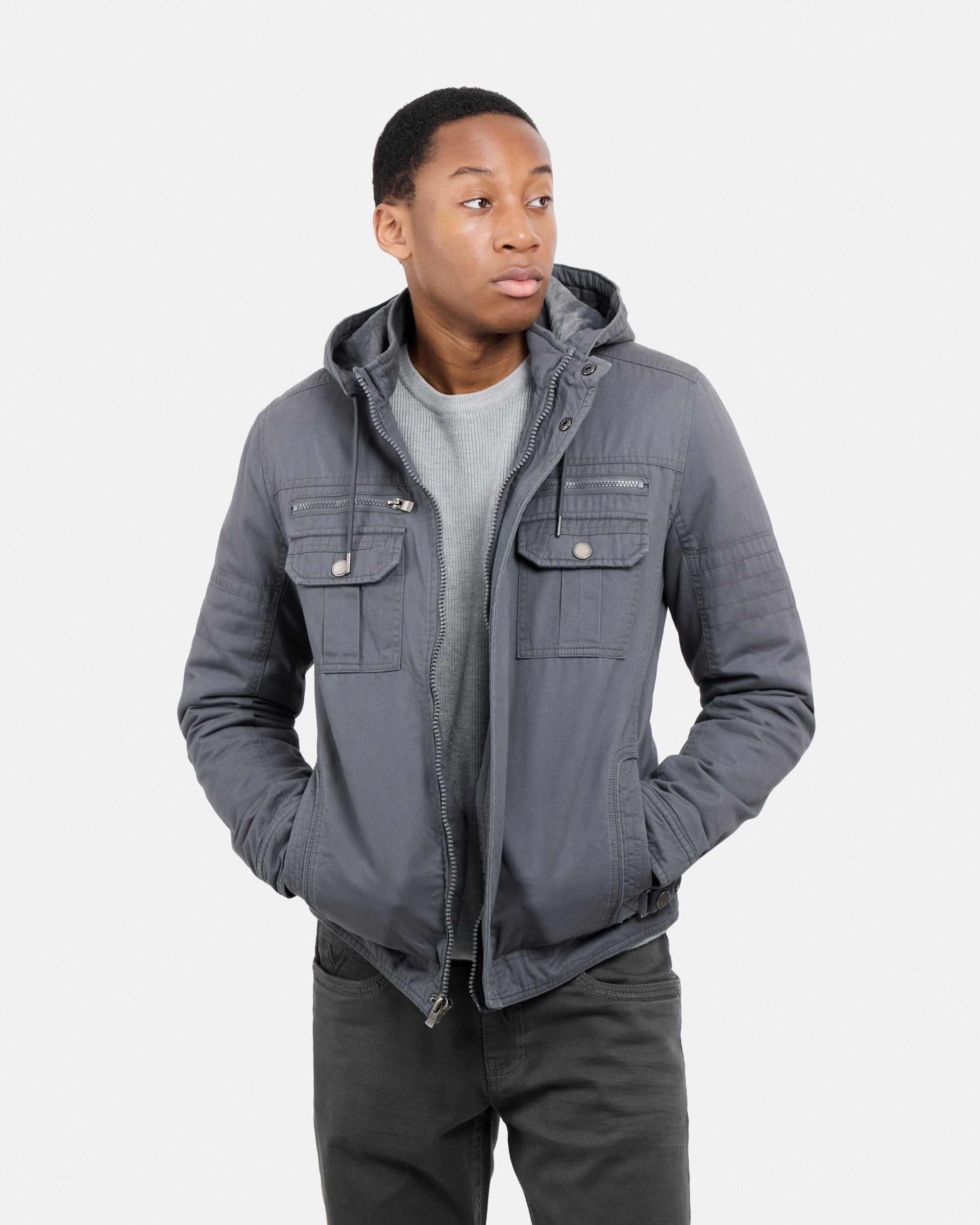#XMJK-84028 Hooded Military-Style Cargo Jacket-thumbmail-5