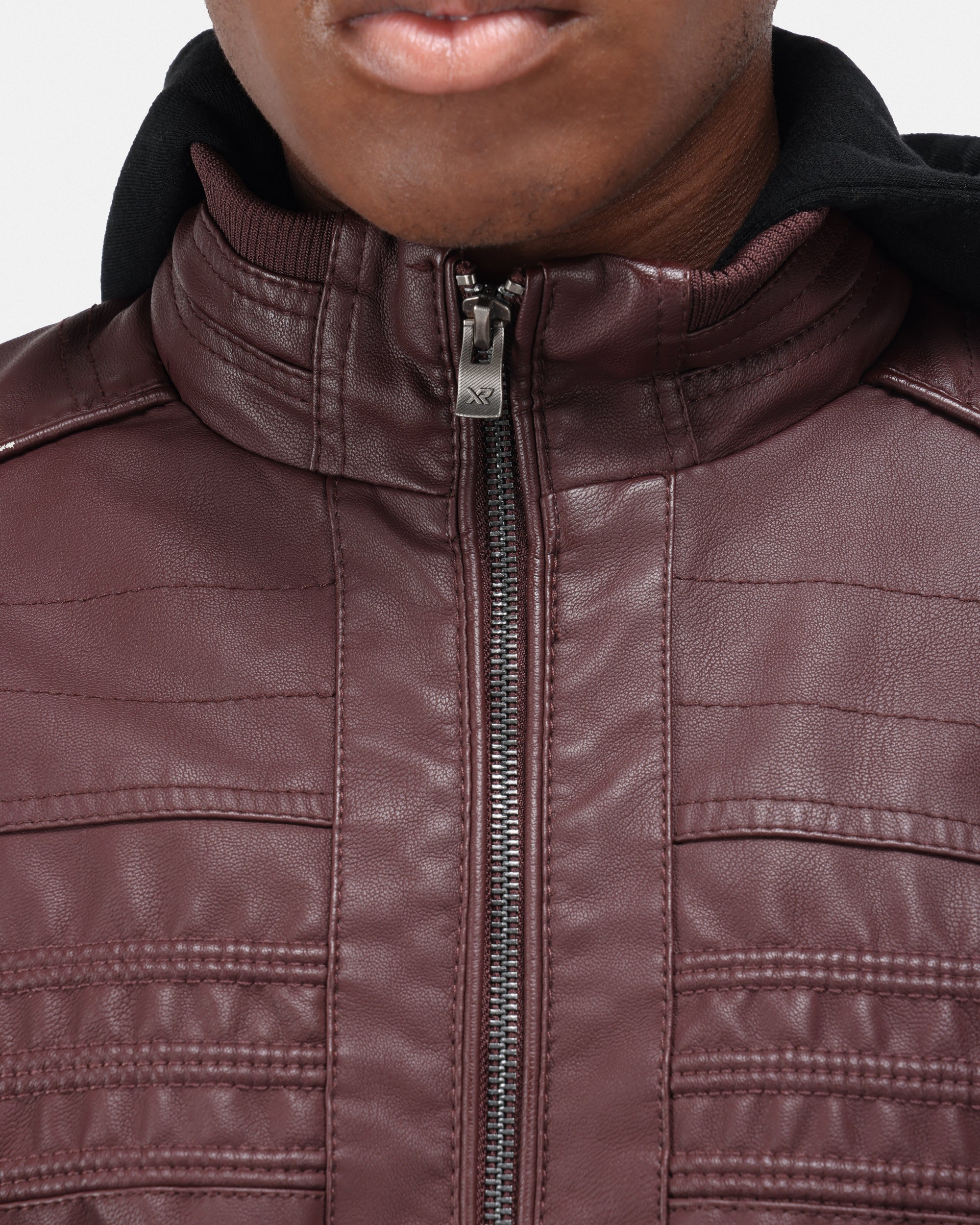【coffee &cigarette】 MONSTER COAT X RAY Men's Motorcycle Leather Jacket With Hood and Faux
