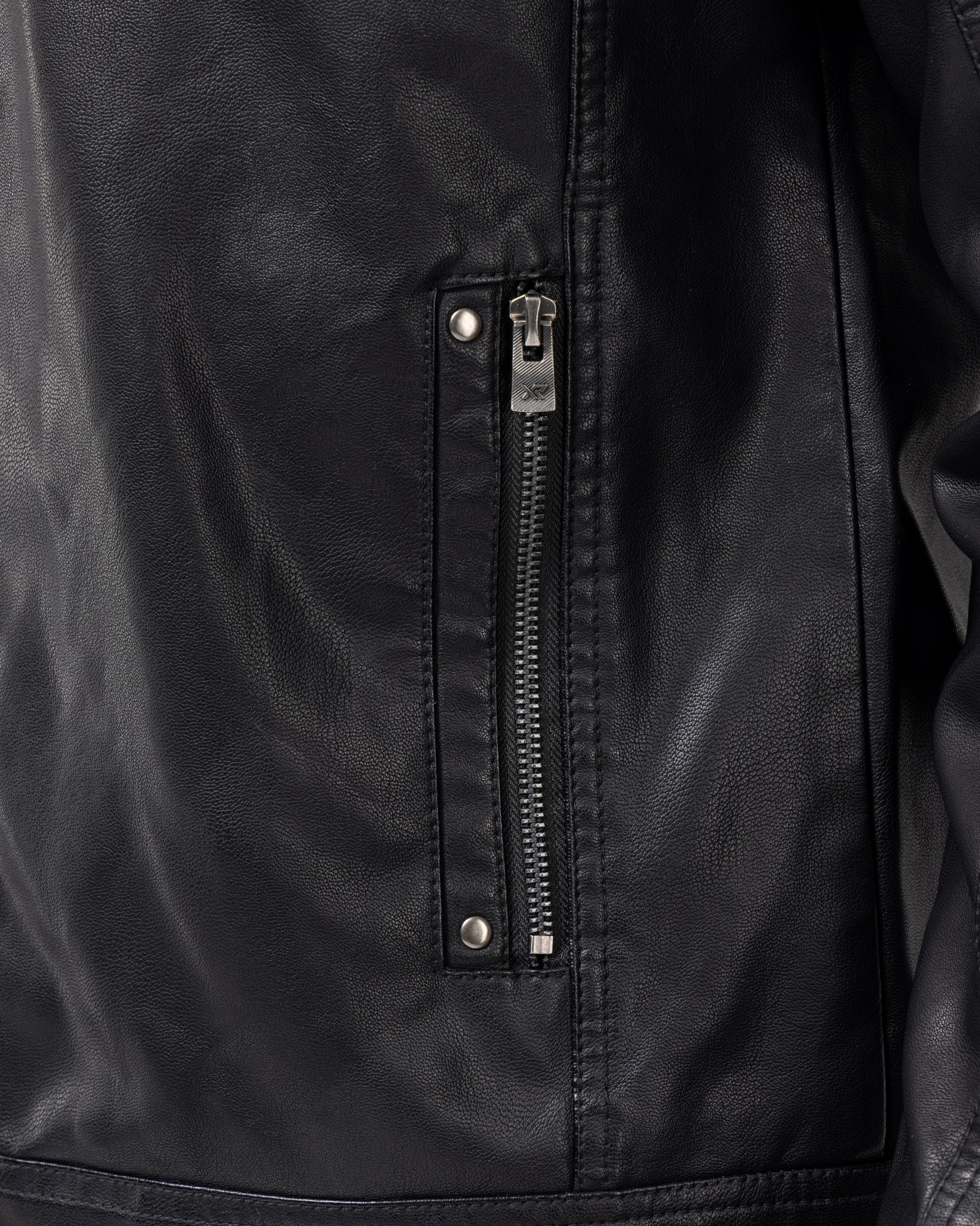X RAY Men's Utility Motorcycle Leather Jacket With Faux Shearling