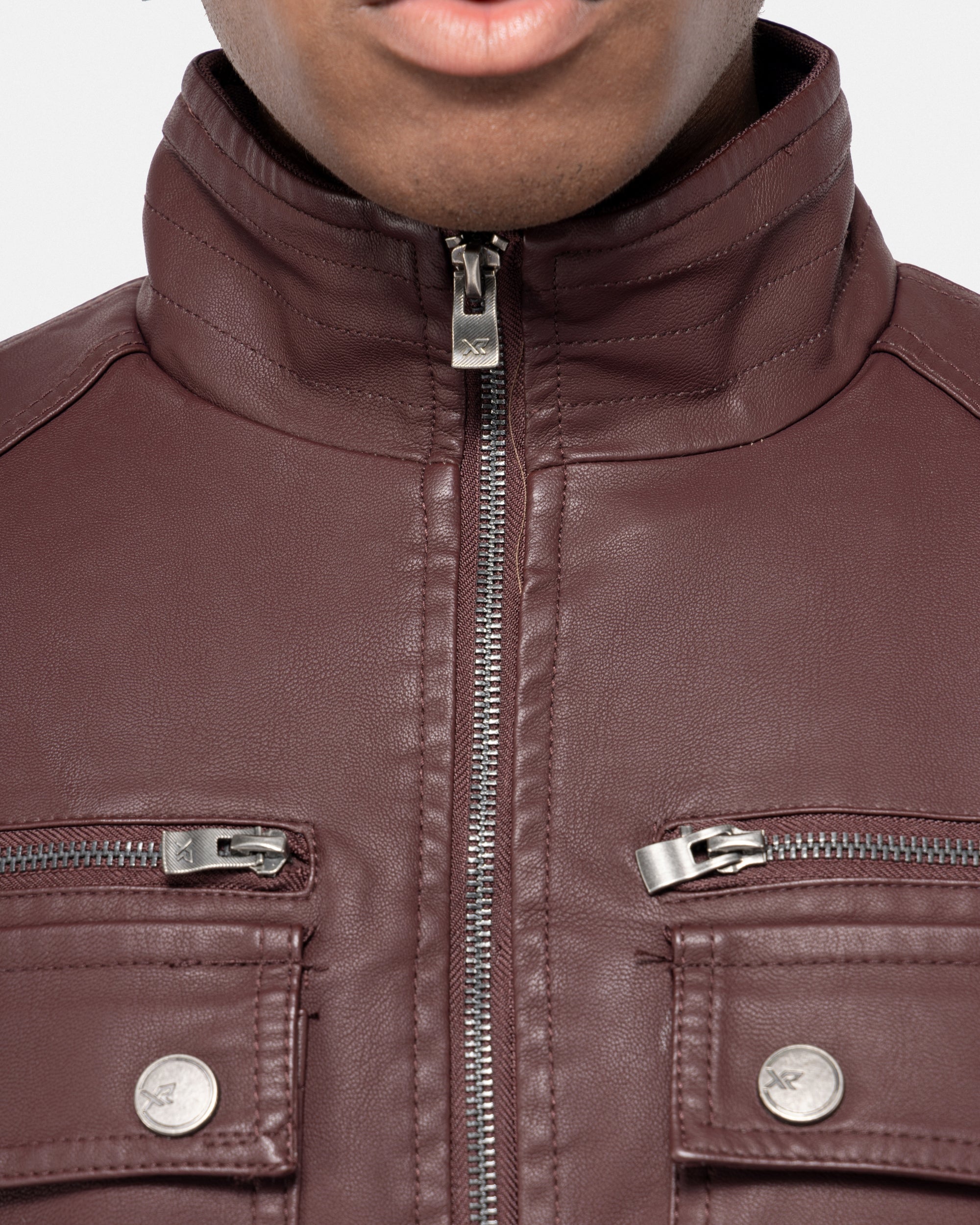 X RAY Men's Utility Motorcycle Leather Jacket With Faux