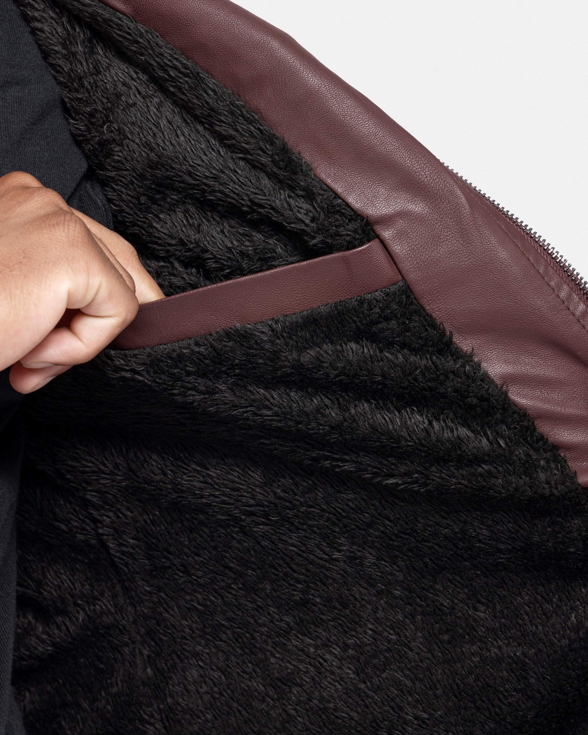 X RAY Men's Utility Motorcycle Leather Jacket With Faux Shearling