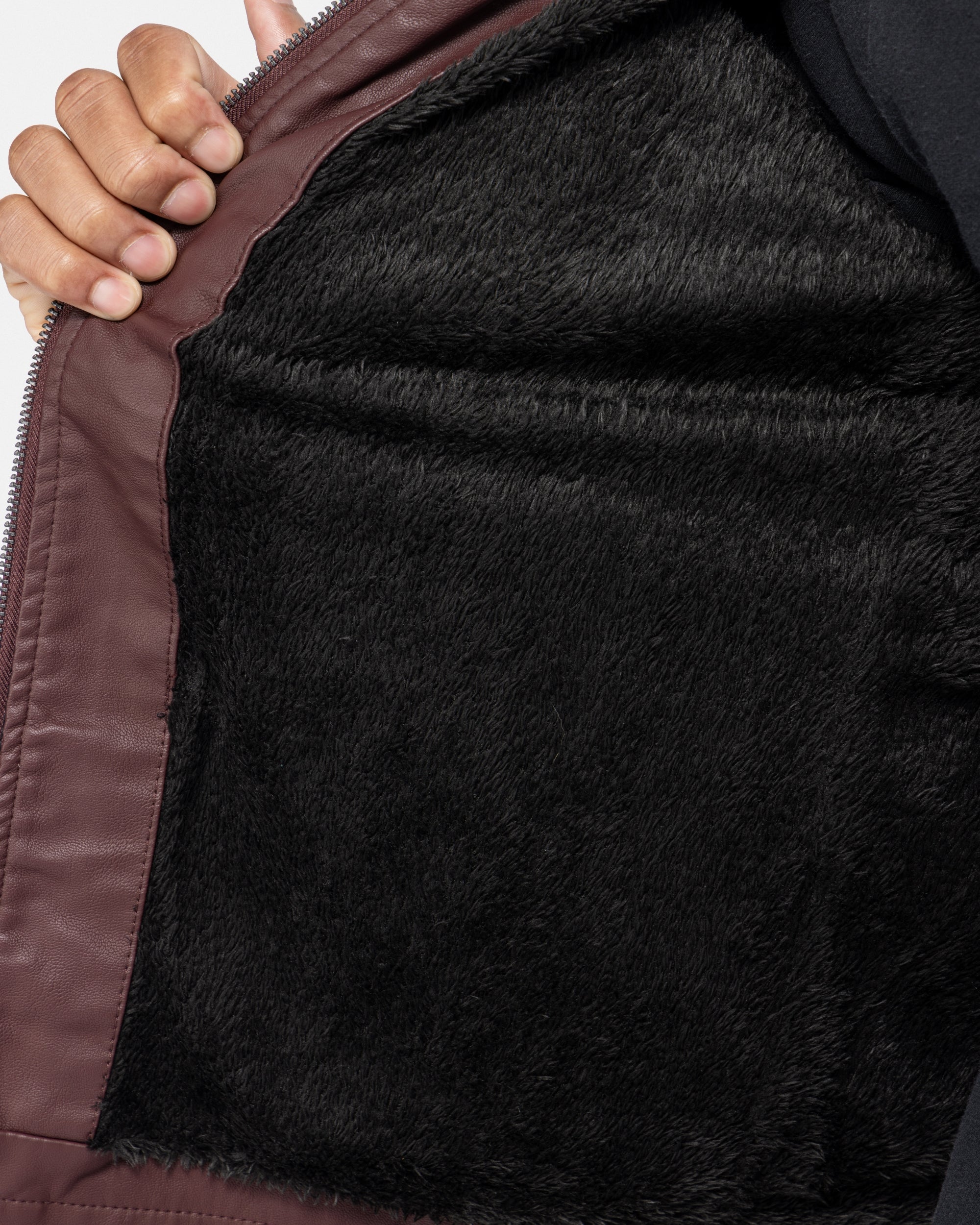 X RAY Men's Utility Leather Jacket With Faux Shearling Lining – X