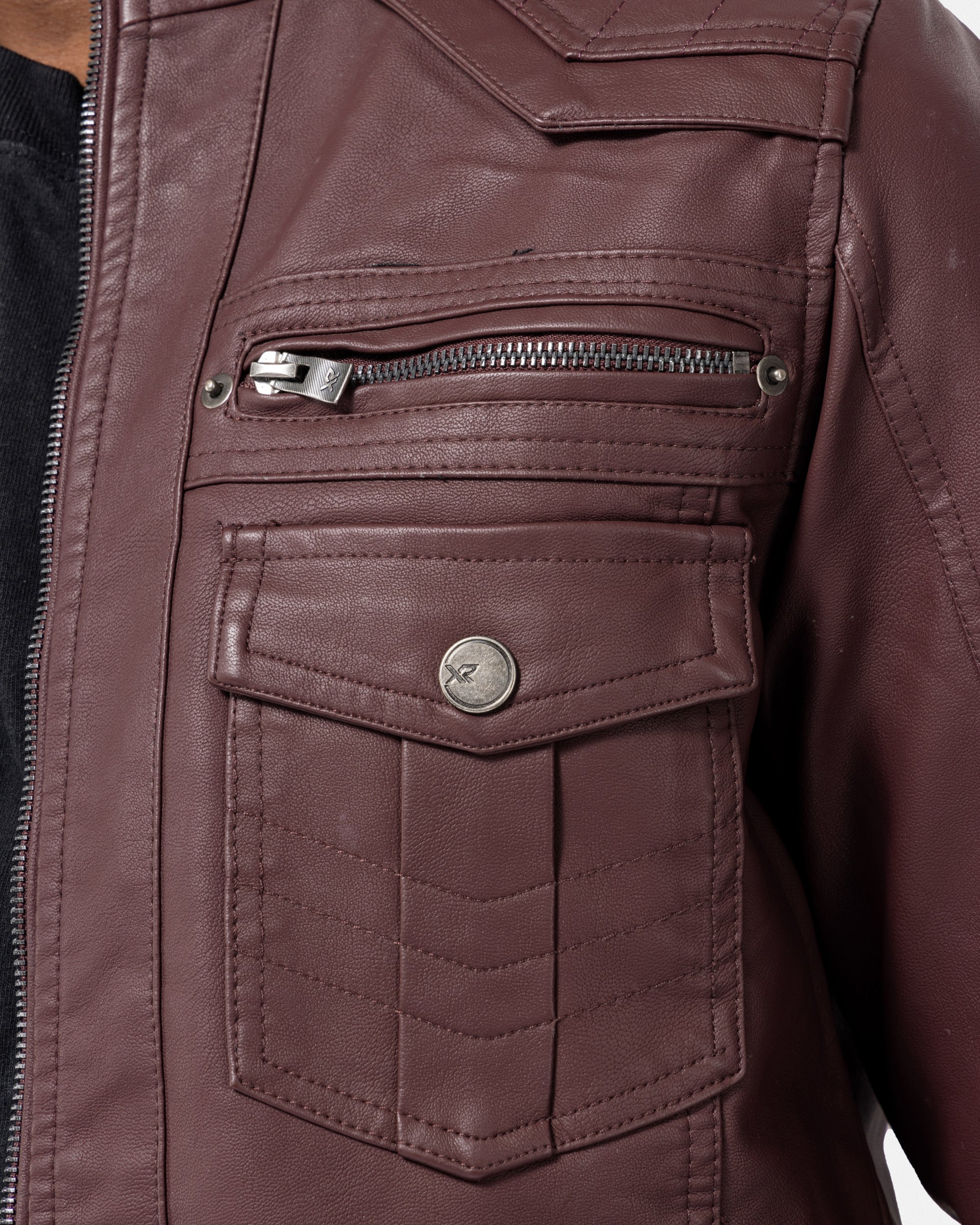 X RAY Men's Utility Leather Jacket With Faux Shearling Lining – X