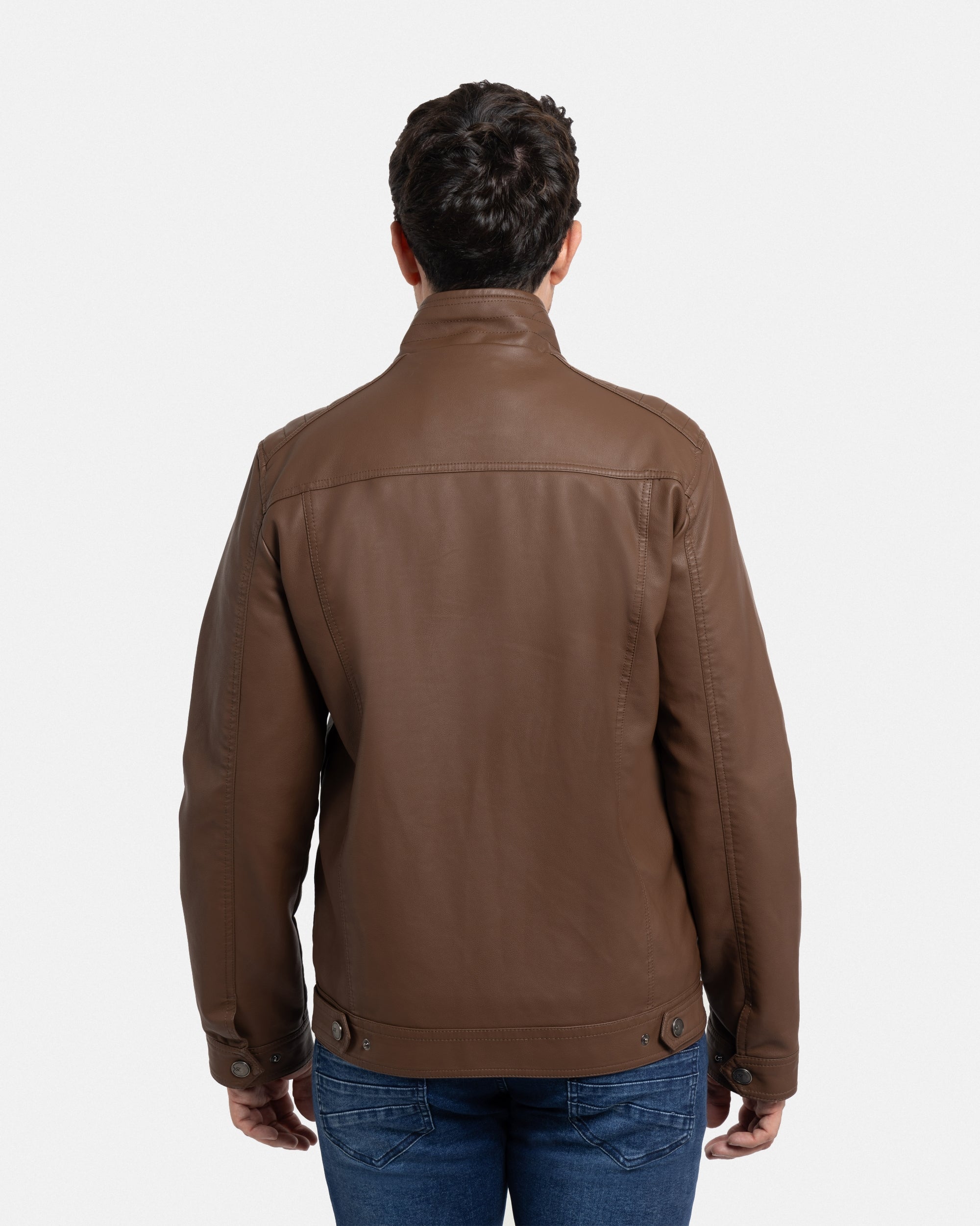 X RAY Men's Utility Leather Jacket With Faux Shearling