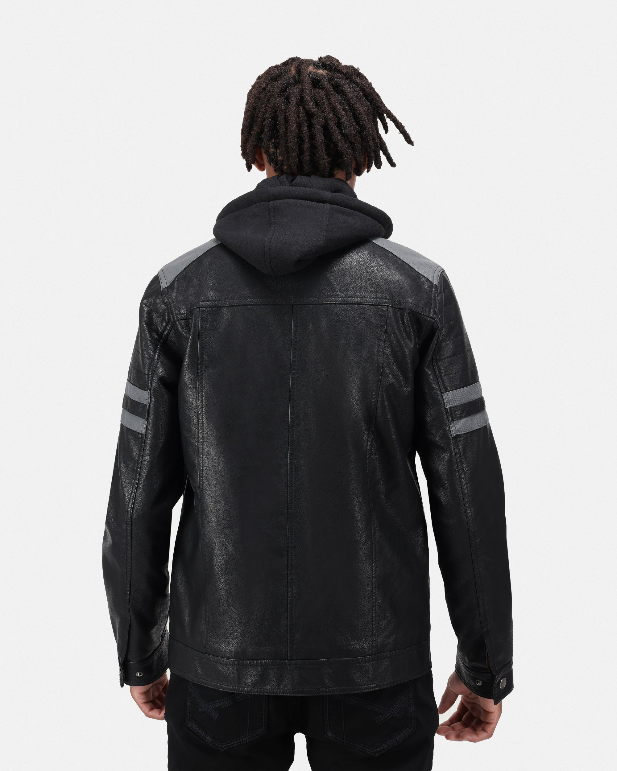 XMLJ-53003 Lined PU Leather Jacket With Attached Hood – X-RAY JEANS