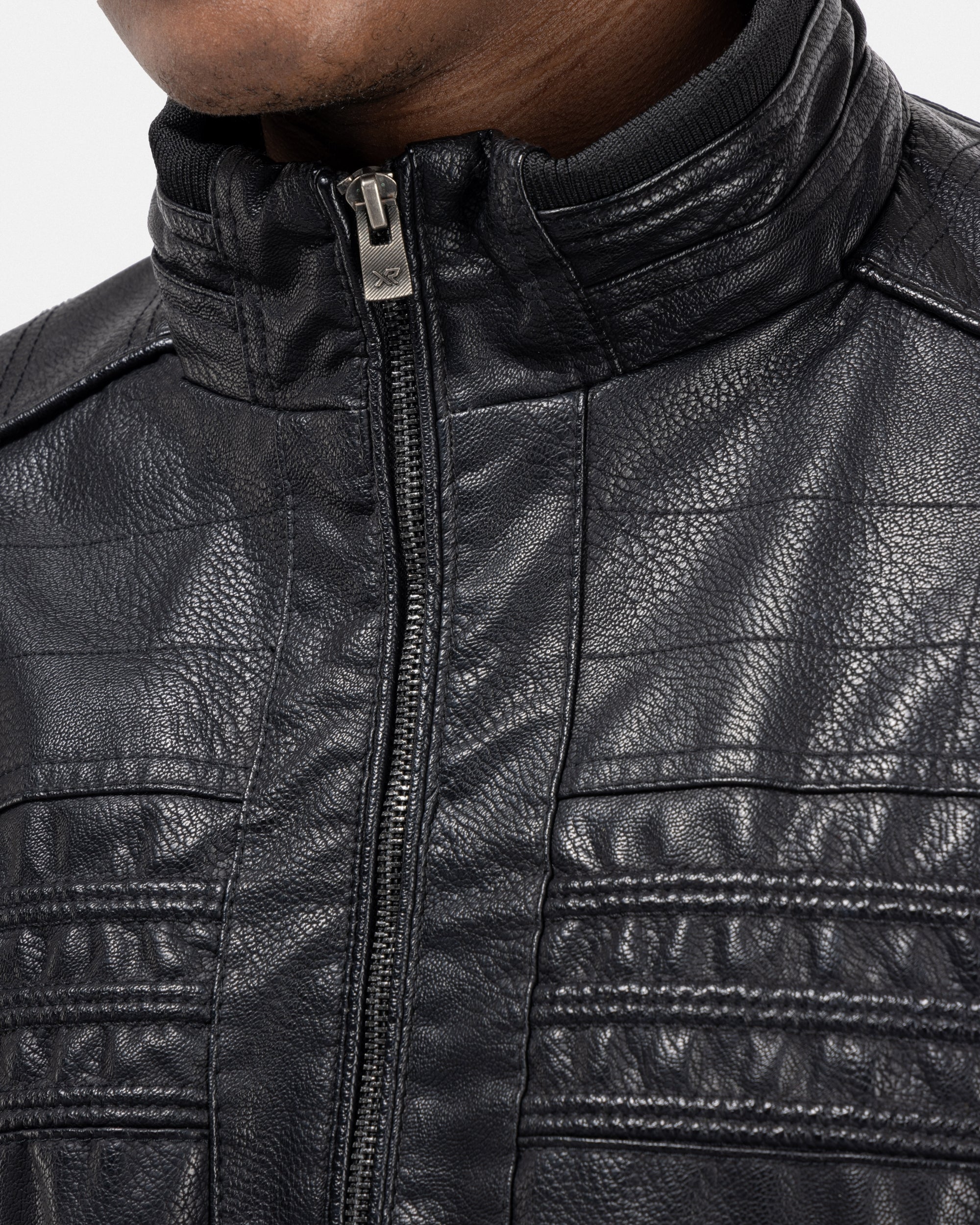 X RAY Men's Grainy PU Leather Hooded Jacket With Faux Shearling