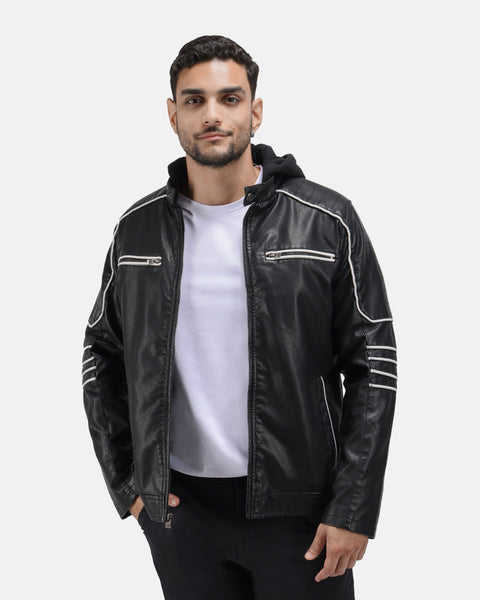 ジャケット・アウター Ray Ray X RAY Men's Grainy PU Moto Leather Jacket With Hood and Faux