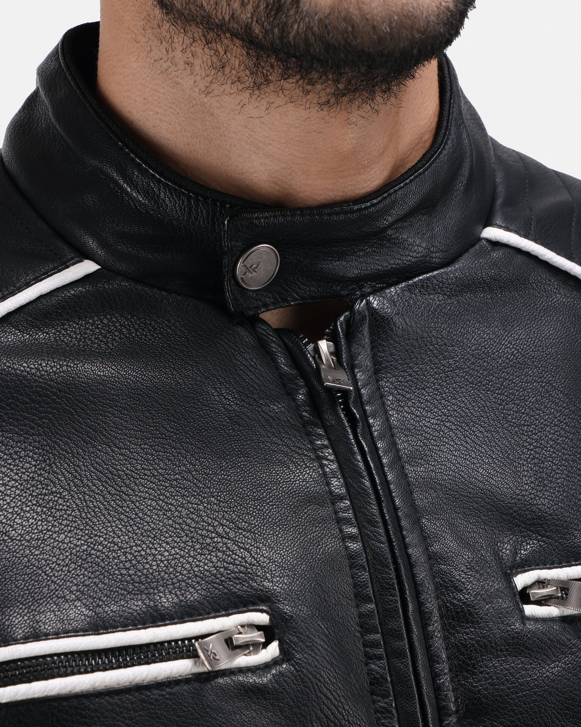 X RAY Men's Grainy PU Moto Leather Jacket With Hood and Faux