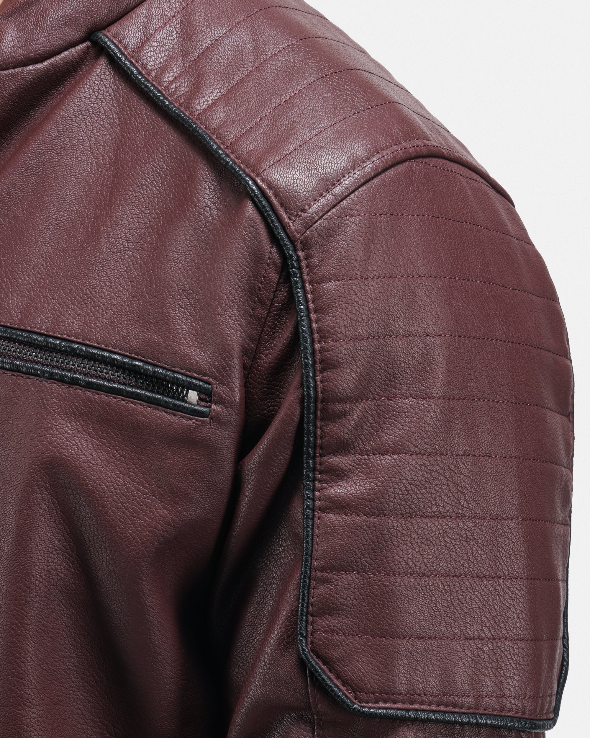 XMLJ-53007 Hooded Band Collar Moto Faux Leather Jacket – X-RAY JEANS