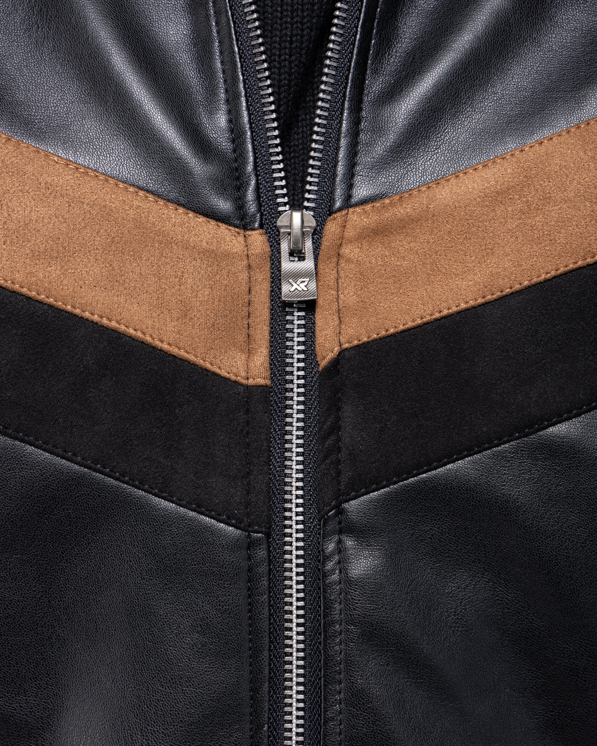 X RAY Men's Shiny PU Leather Hooded Jacket With Faux Suede