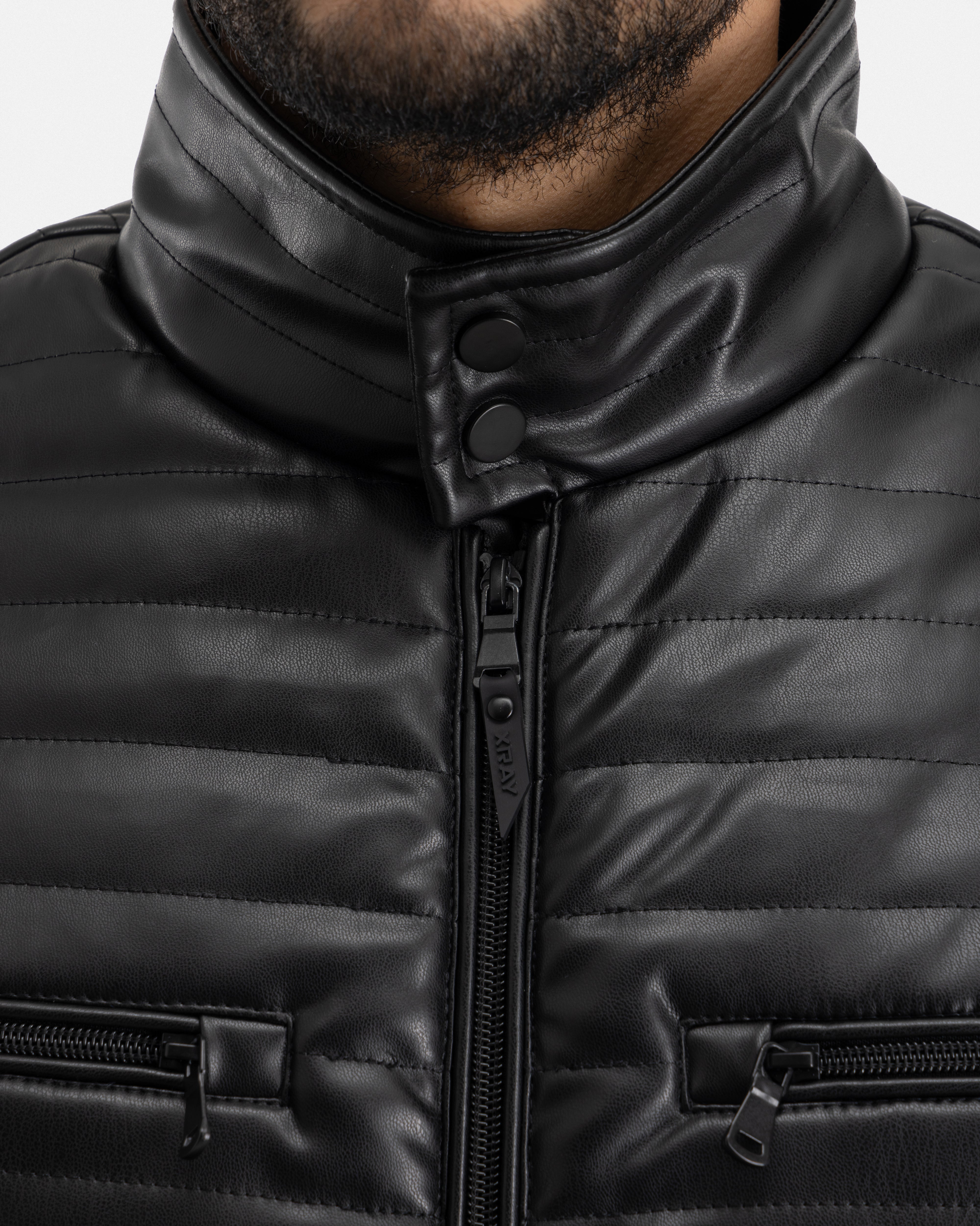 XMLJ-53039 PU Quilted Jacket With Faux Shearling Lining – X-RAY JEANS