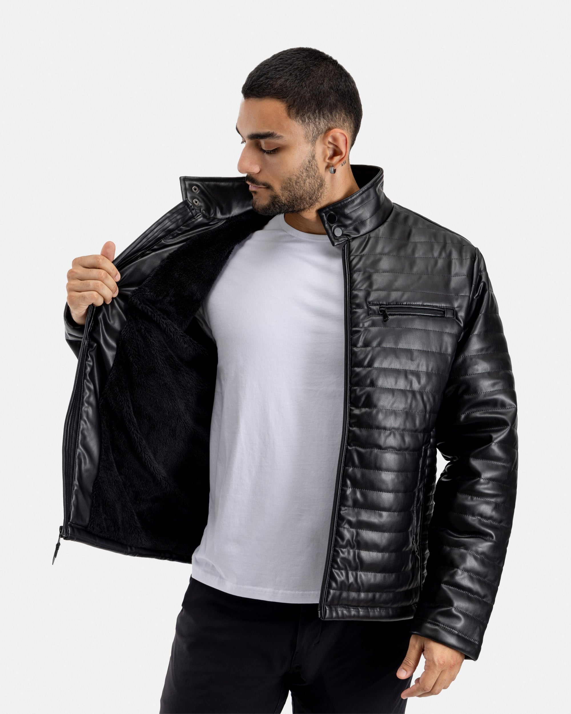 X RAY Mens PU Quilted Jacket With Faux Shearling Lining – X-RAY JEANS