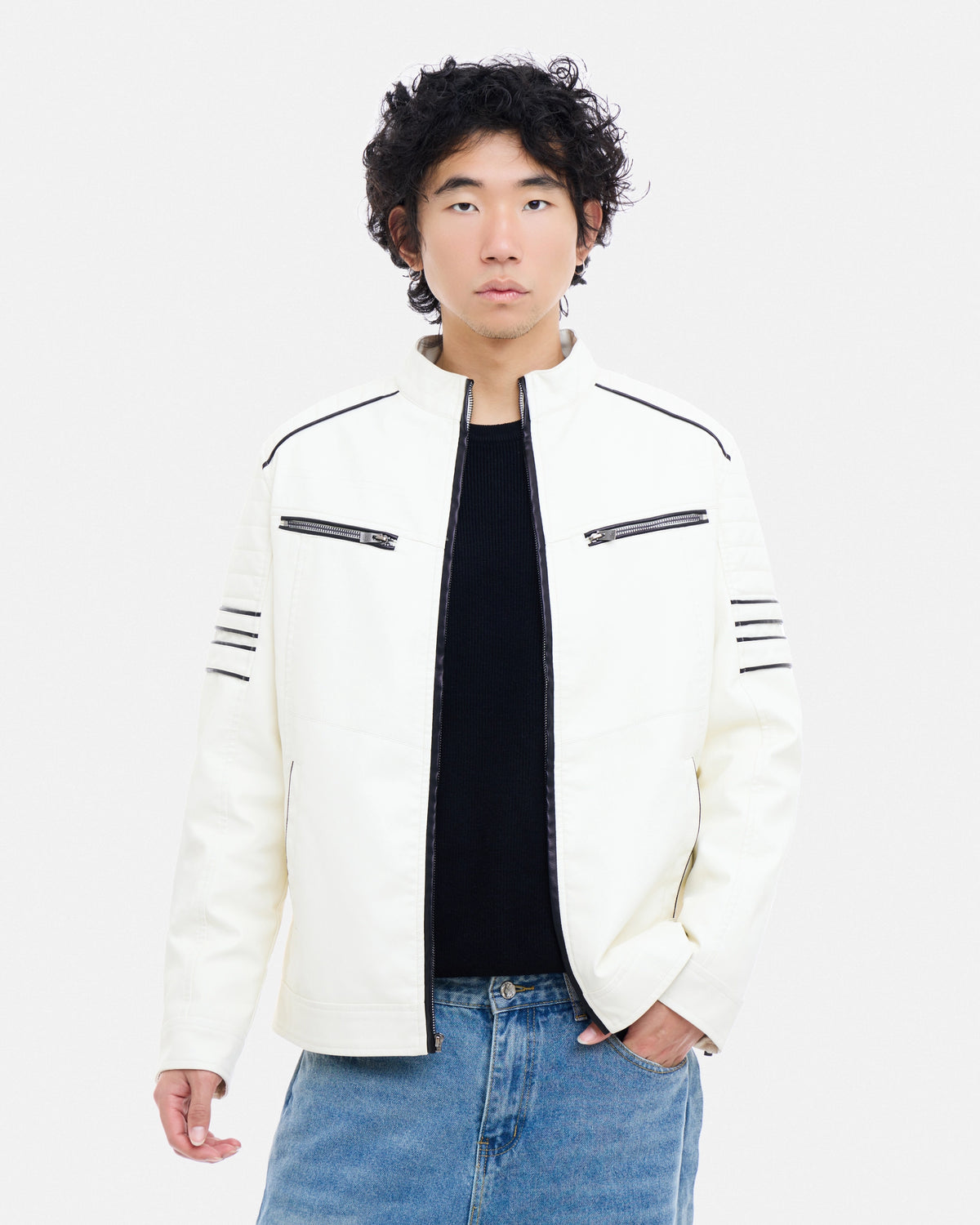 X RAY Men's PU Jacket With Faux Shearling Lining