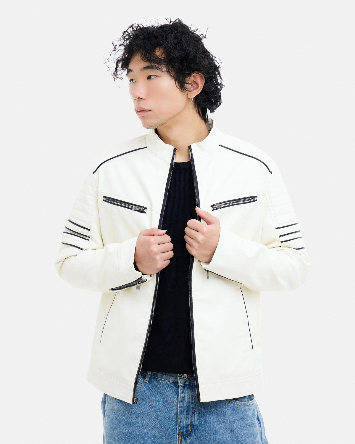 X RAY Men's PU Jacket With Faux Shearling Lining-thumbmail-4
