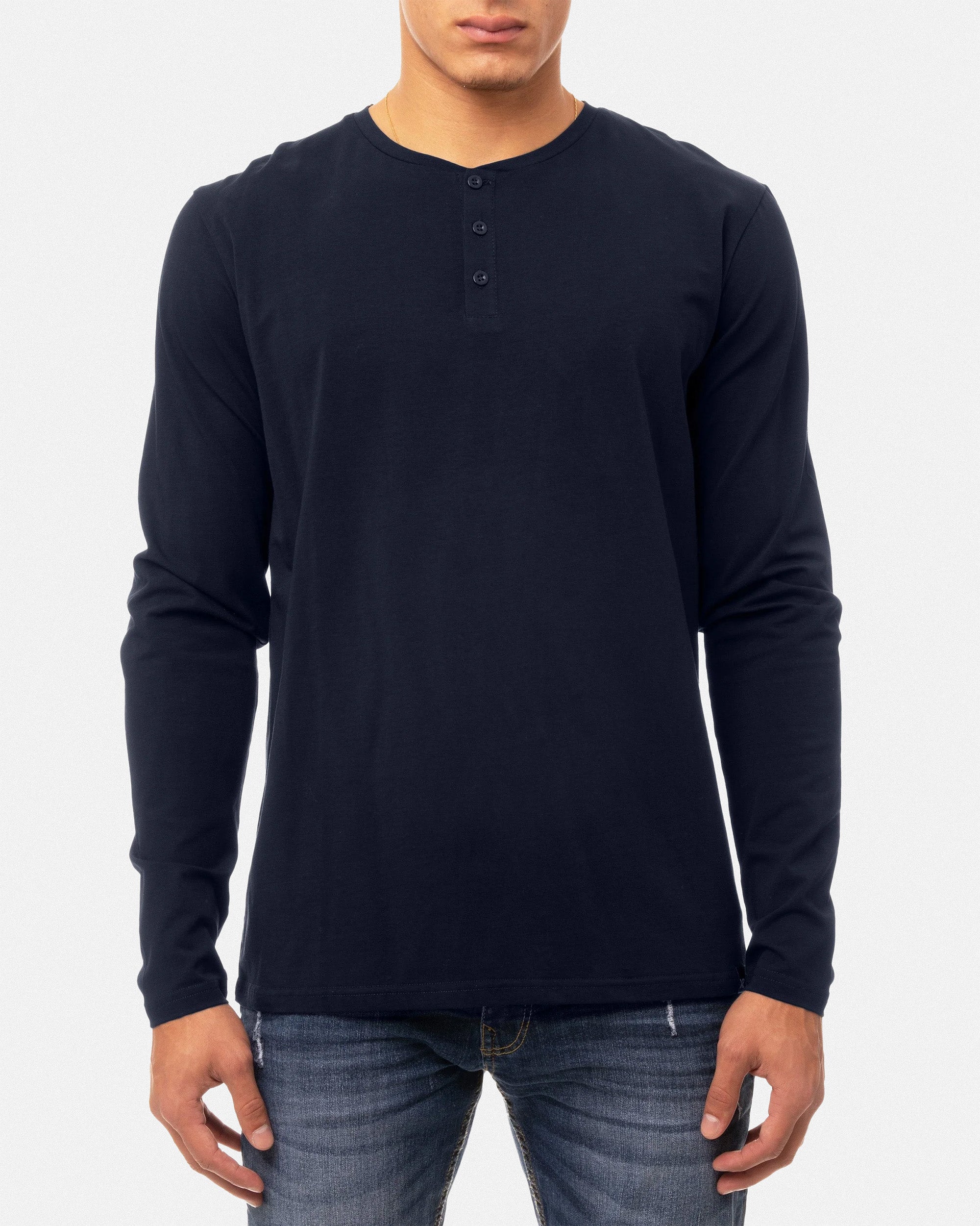 X RAY Men's Classic Long Sleeve Henley T-Shirt