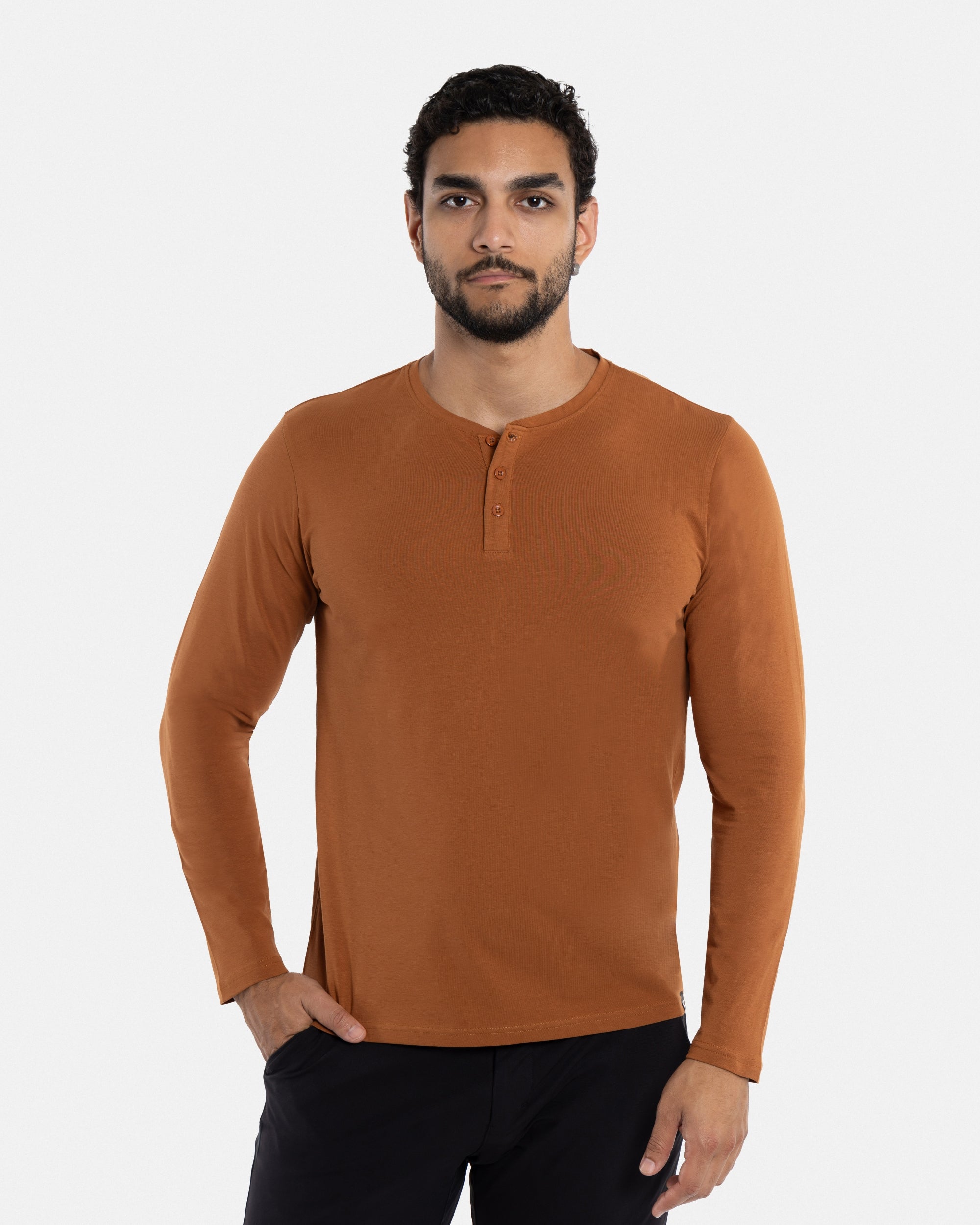 X RAY Men's Long Sleeve Henley Shirt