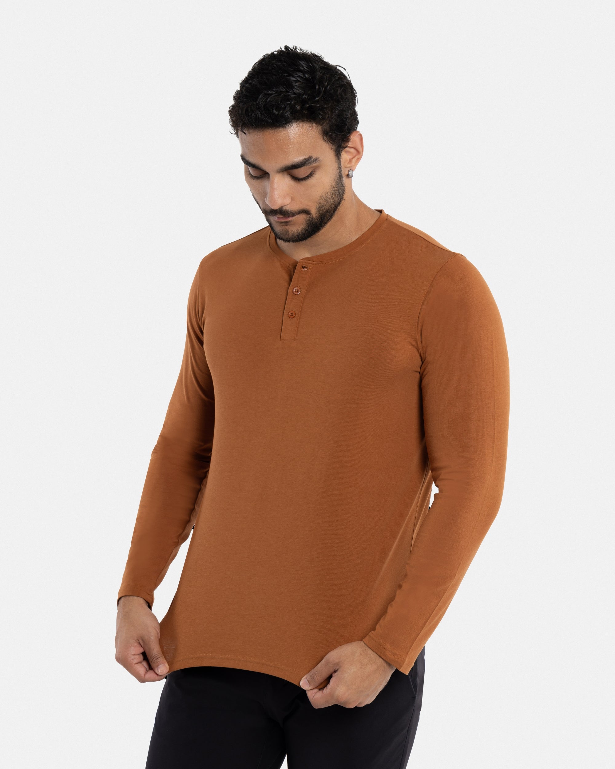 トップス DIESEL Sun-faded longsleeve Henley Tee Men's Henley T-shirt with sun-faded effect | Blue | Diesel