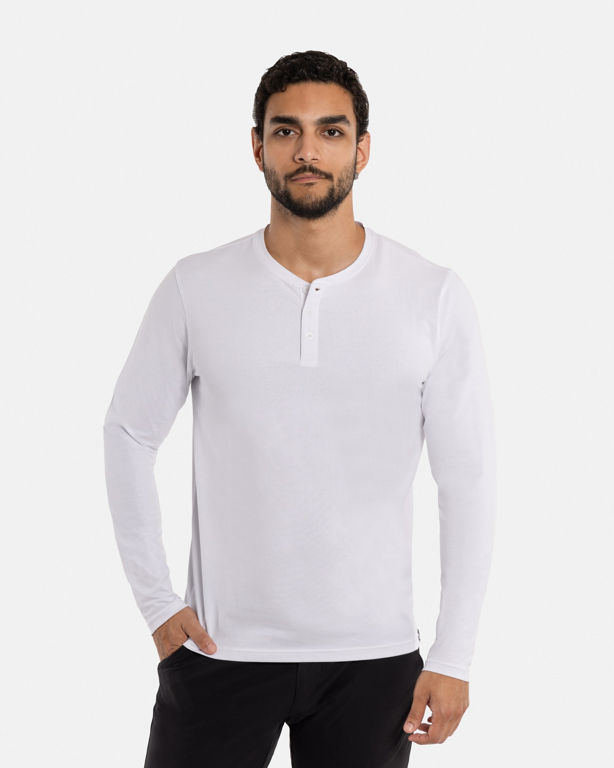 【REMI RELIEF】 HENLEYLONG SLEEVET-SHIRT Mens Remi Long Sleeve Henley True White