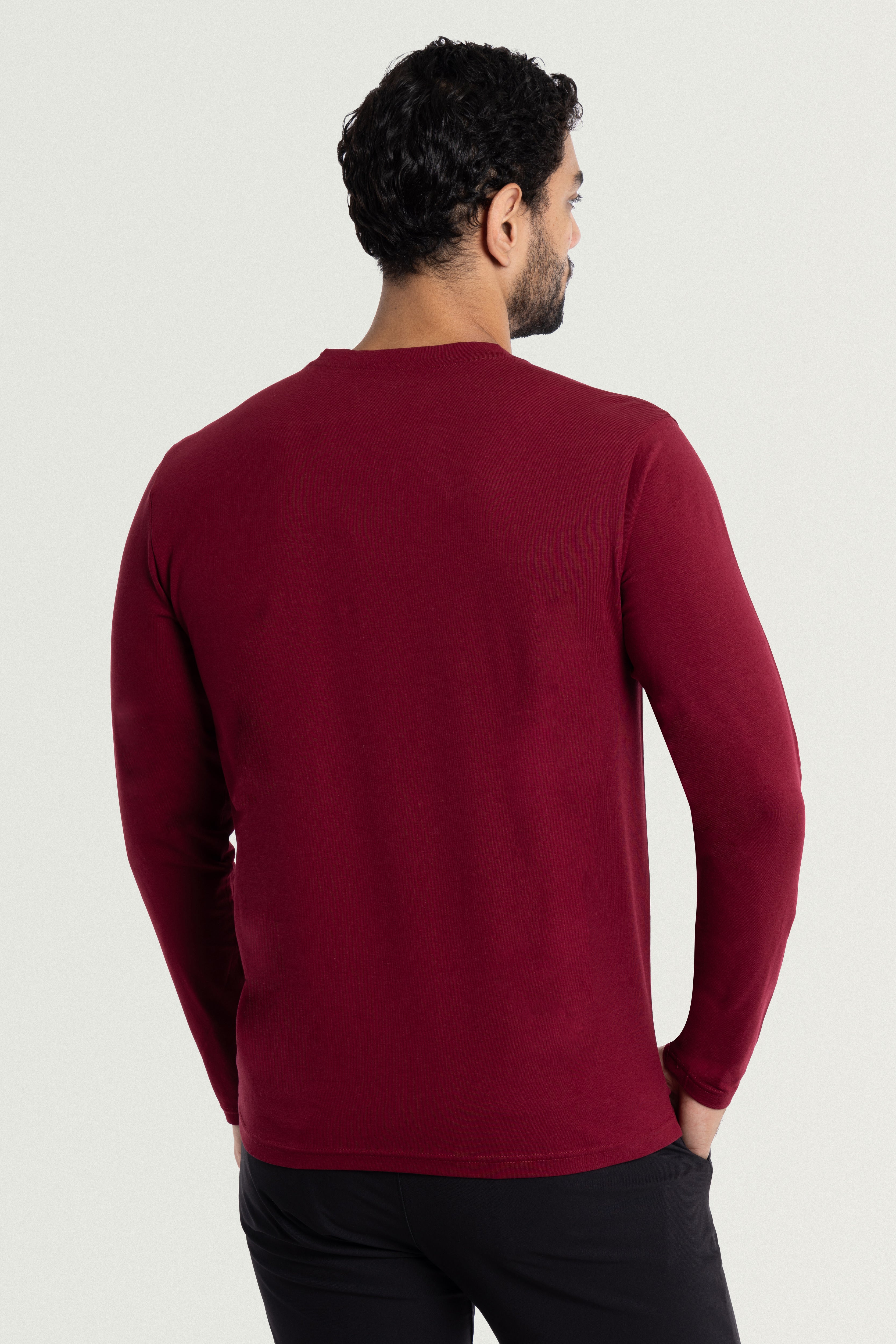★Wai Kei★ Sports V-neck Long Sleeve T-Shirt Navy YK23FWTS0 Wihion Men's Long Sleeve V-Neck Tee Shirt Tops with Pocket