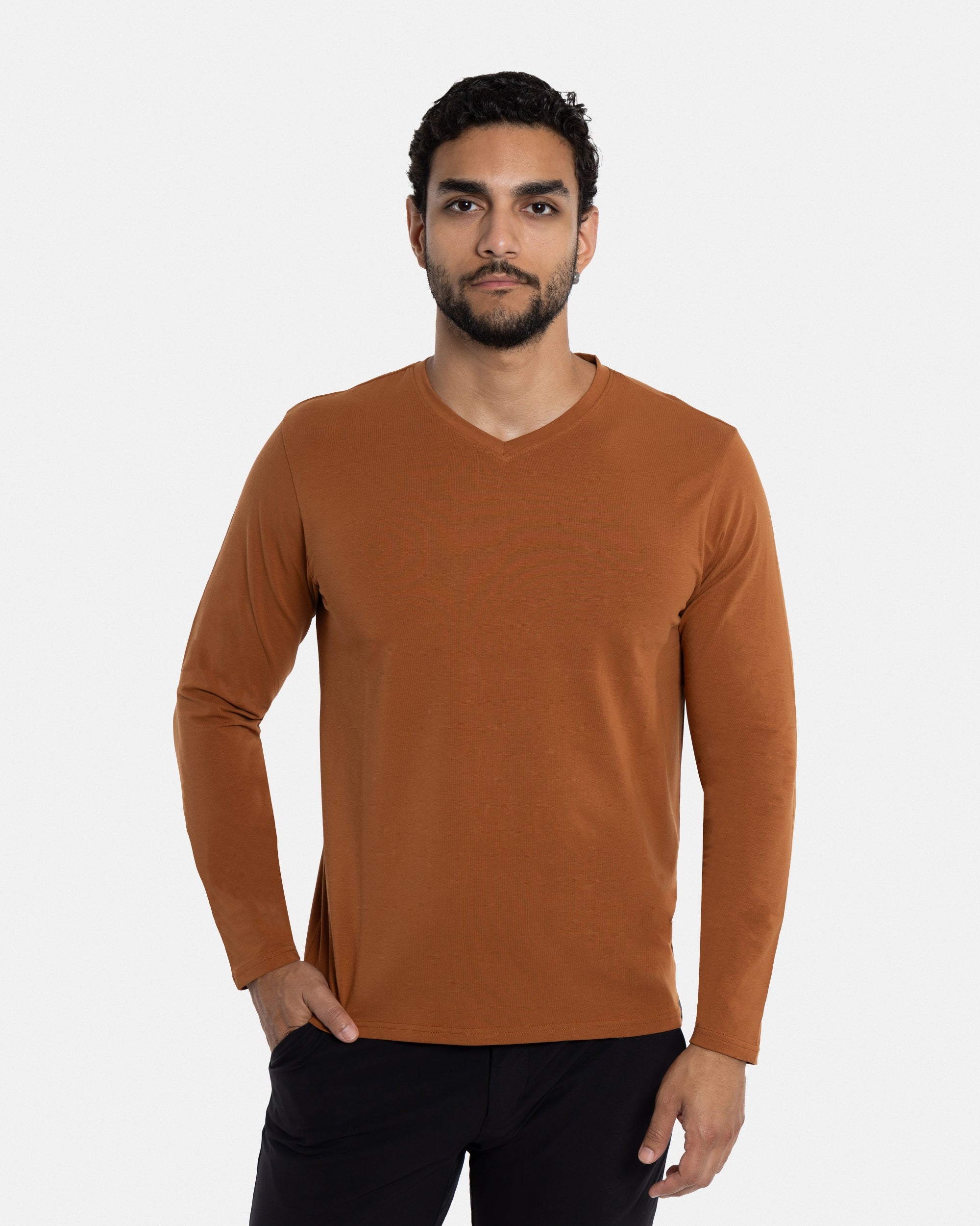 X RAY Men's Long Sleeve V-Neck Shirt
