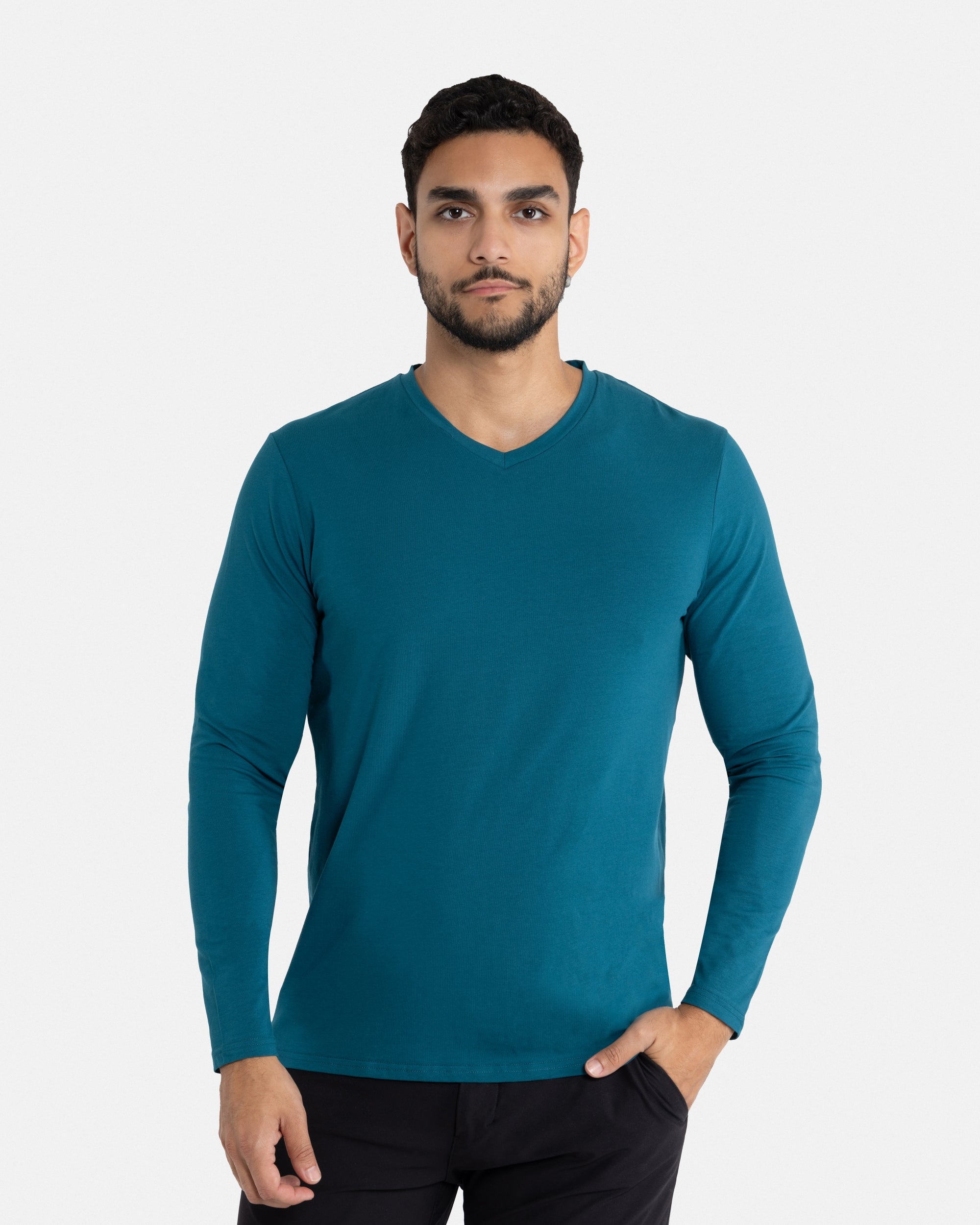 X RAY Men's Long Sleeve V-Neck Shirt