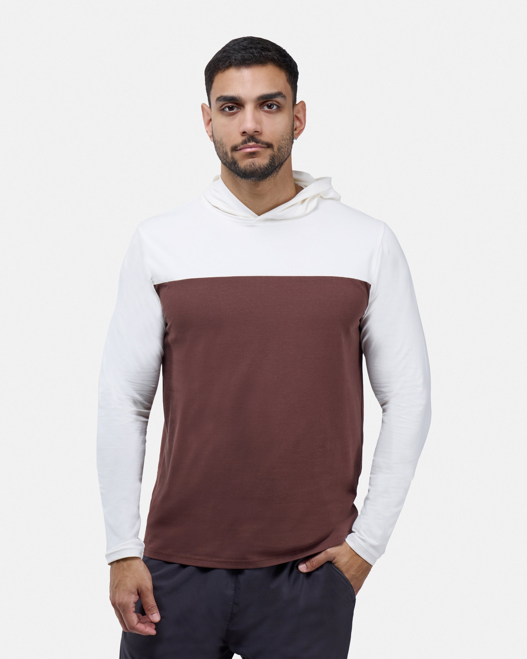 X RAY Men's Hoodie T Shirt, 95% Cotton Slim Fit Colorblock Long Sleeve Hooded Shirts for Men