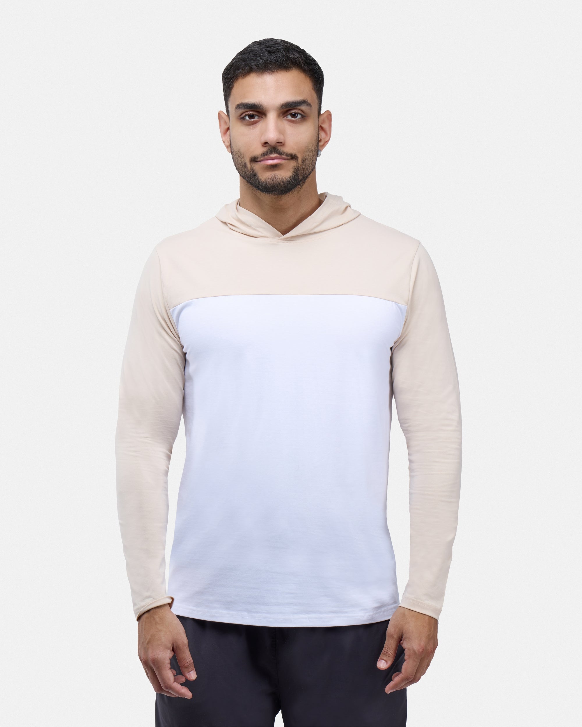 X RAY Men's Hoodie T Shirt, 95% Cotton Slim Fit Colorblock Long Sleeve Hooded Shirts for Men