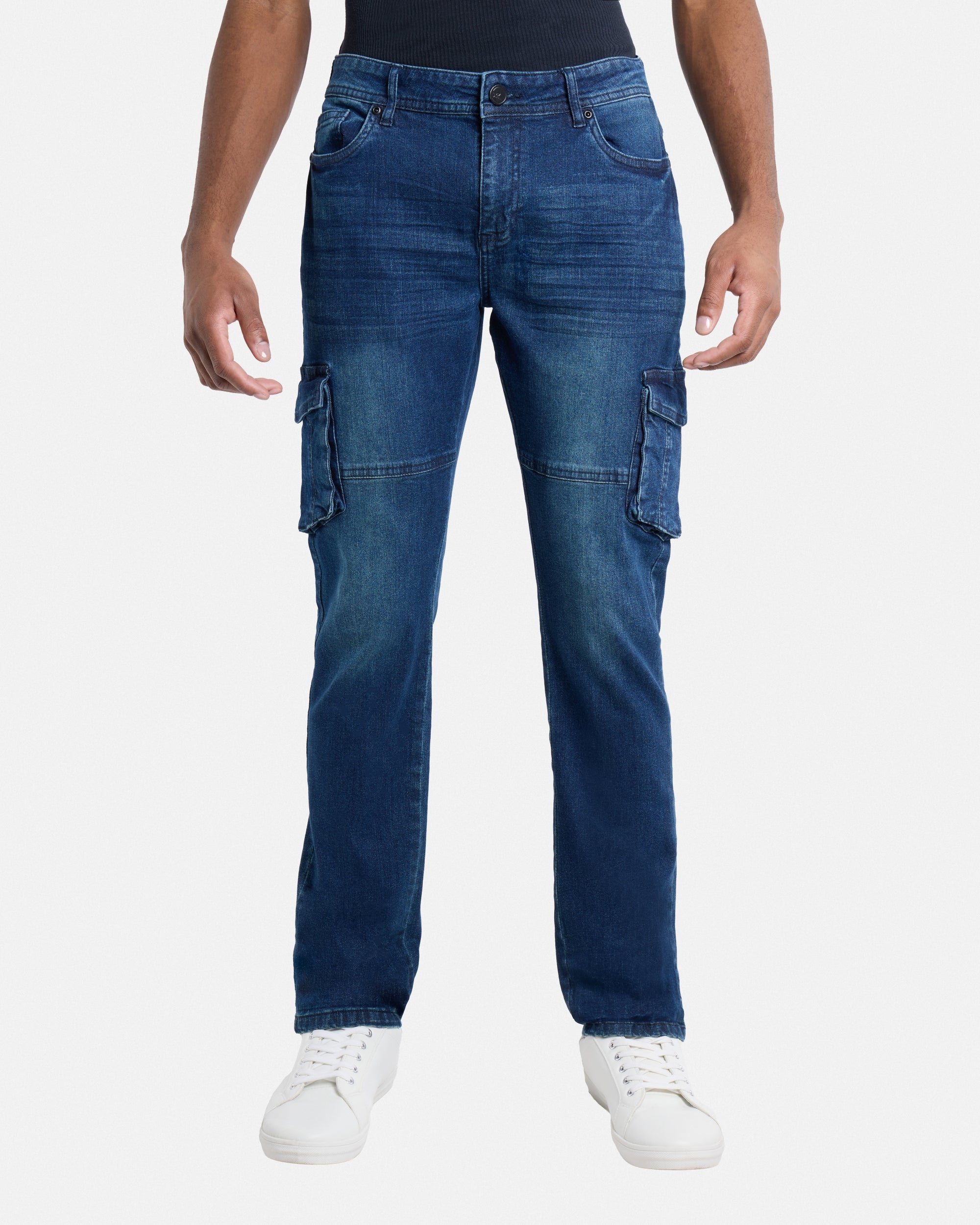 X RAY Mens Denim Jeans, Slim Fit Cargo Pocket Denim Jeans for Men
