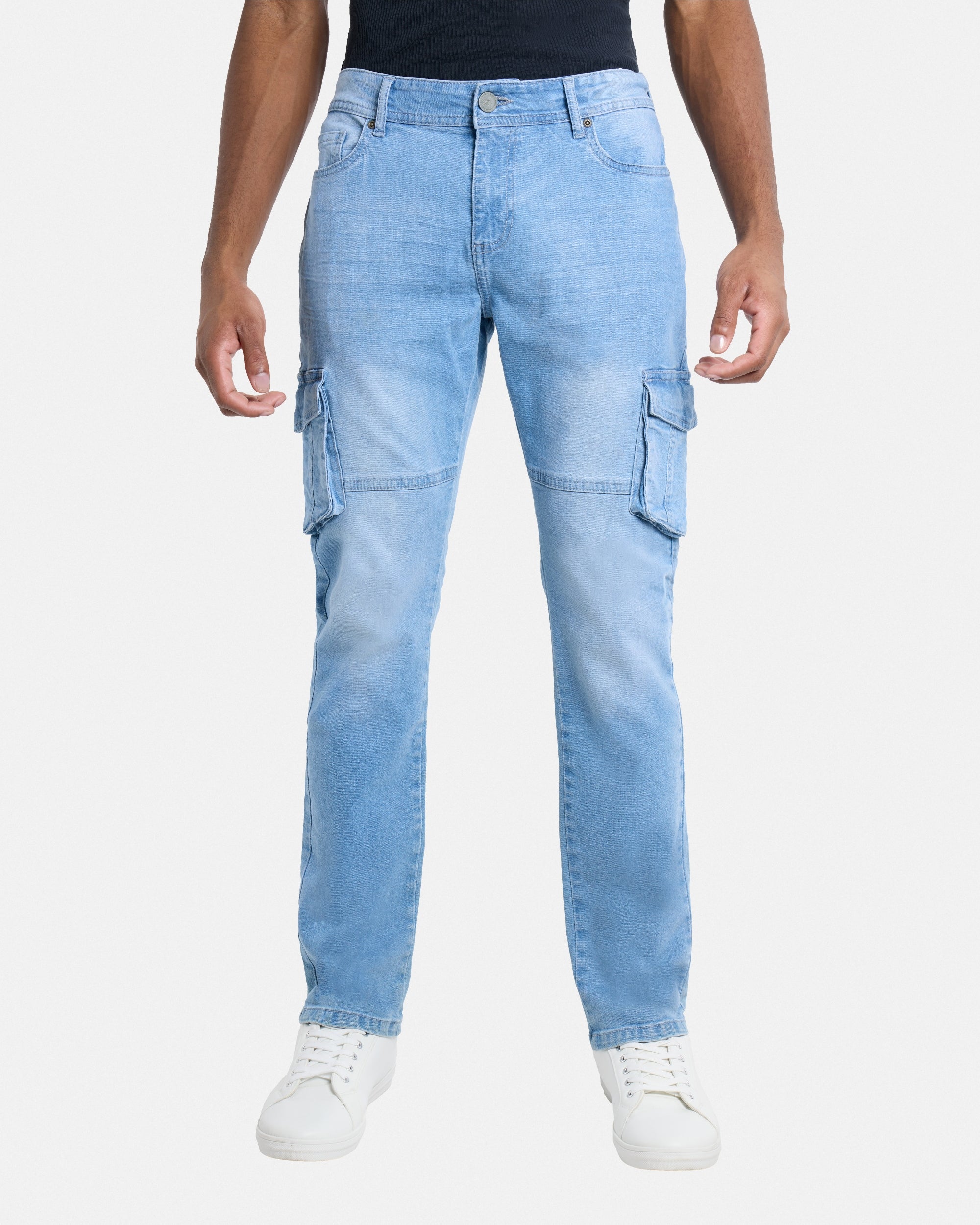 X RAY Mens Denim Jeans, Slim Fit Cargo Pocket Denim Jeans for Men