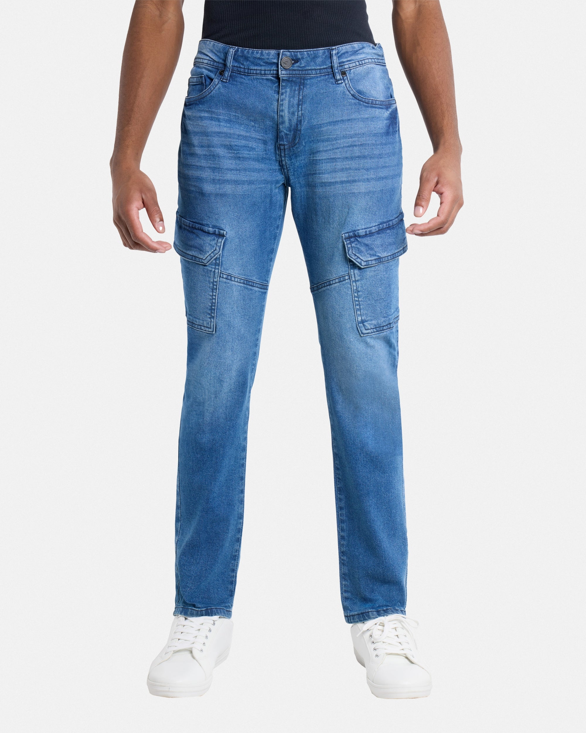 X RAY Mens Denim Jeans, Slim Fit Cargo Pocket Denim Jeans for Men